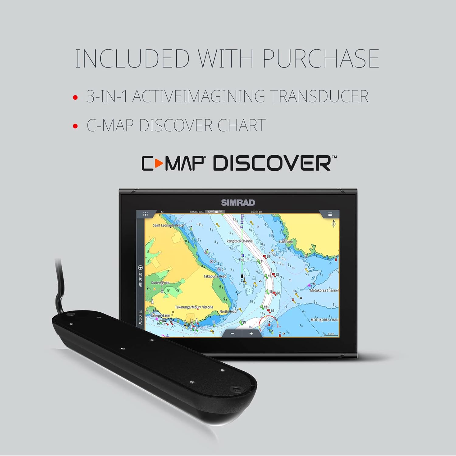 Simrad GO Chartplotter and Fish Finder  with Transducer and Radar Options  Preloaded C-MAP Discover Chart Card