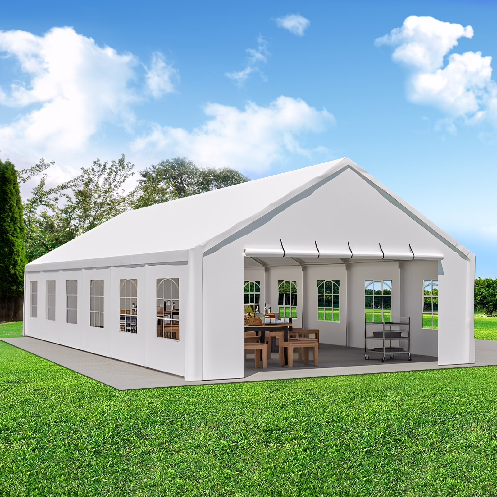 20x40 FT Heavy-Duty Party Tent with 3 Storage Bags Large Waterproof Wedding Event Shelter for Removable Sidewalls Zipper Door Outdoor Commercial Tent for Parties Carport Camping BBQ Garden