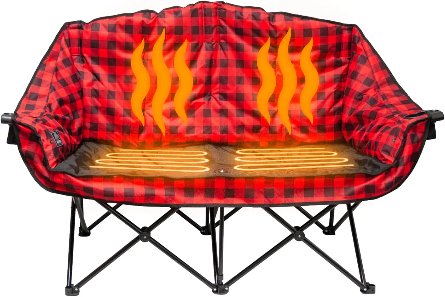Outdoor equipment bear friend warm chair, with dimensions of 39 inches  10 inches  10 inches, and color of red/black.