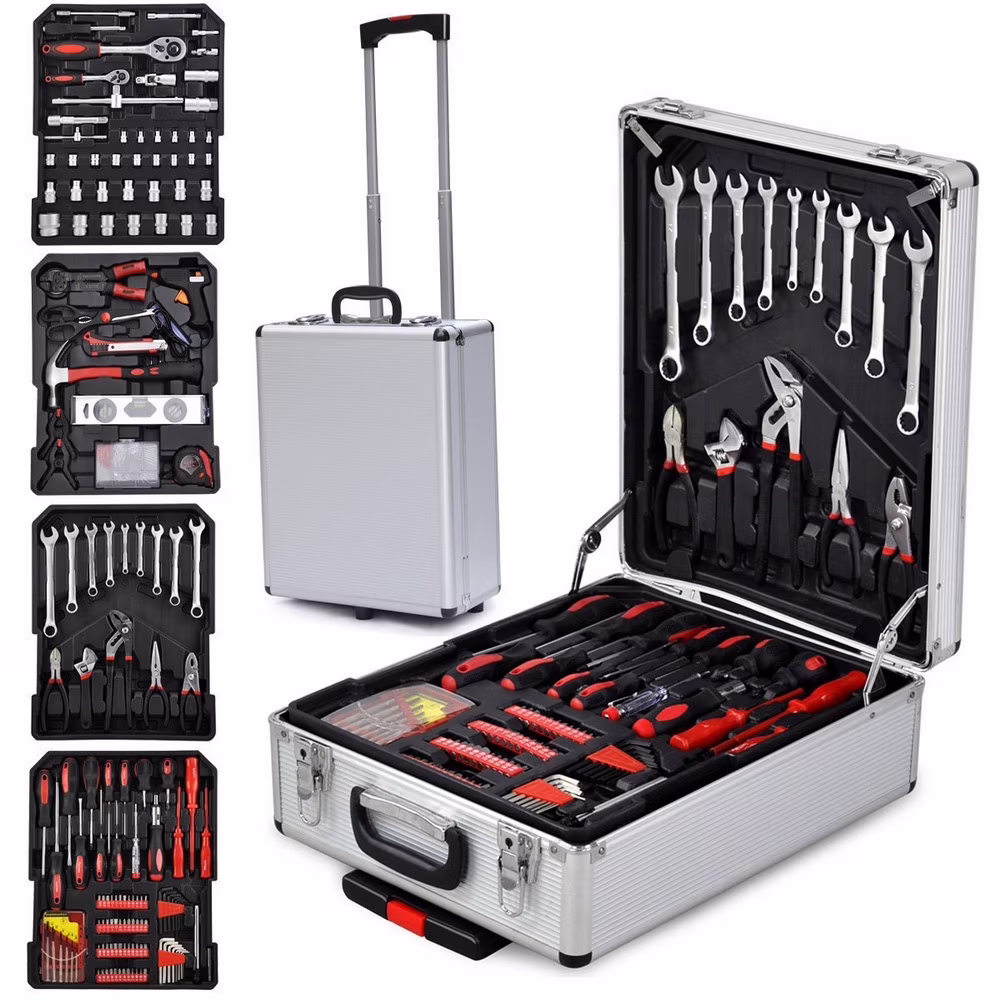 Tool Box with Tools 799pcs Household Tool Set with Aluminum Trolley Case, Auto Repair Tool Kit Toolbox and Wheels