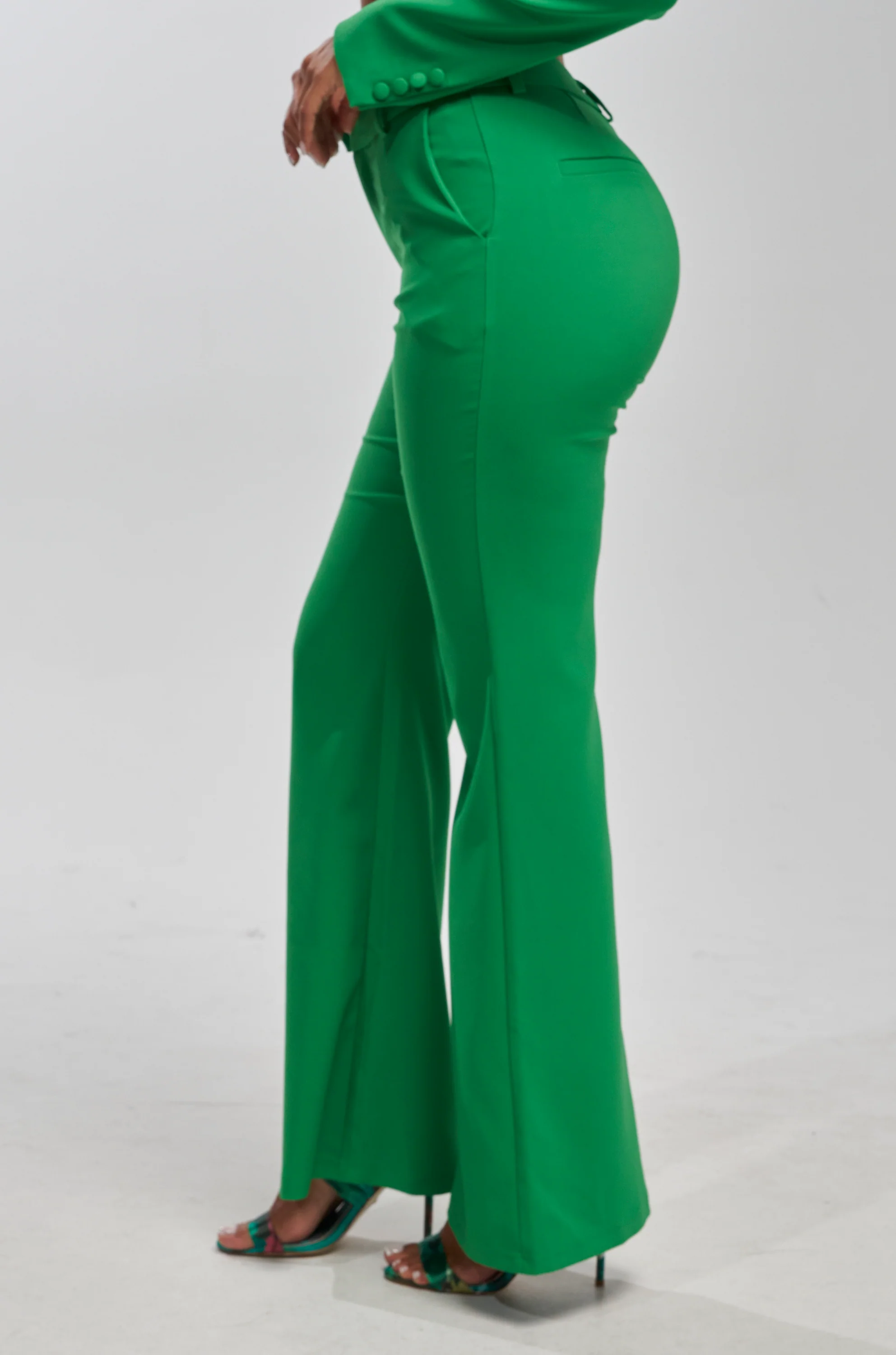 JUST YOUR LUCK FLARE TROUSER IN GREEN - Akira Store