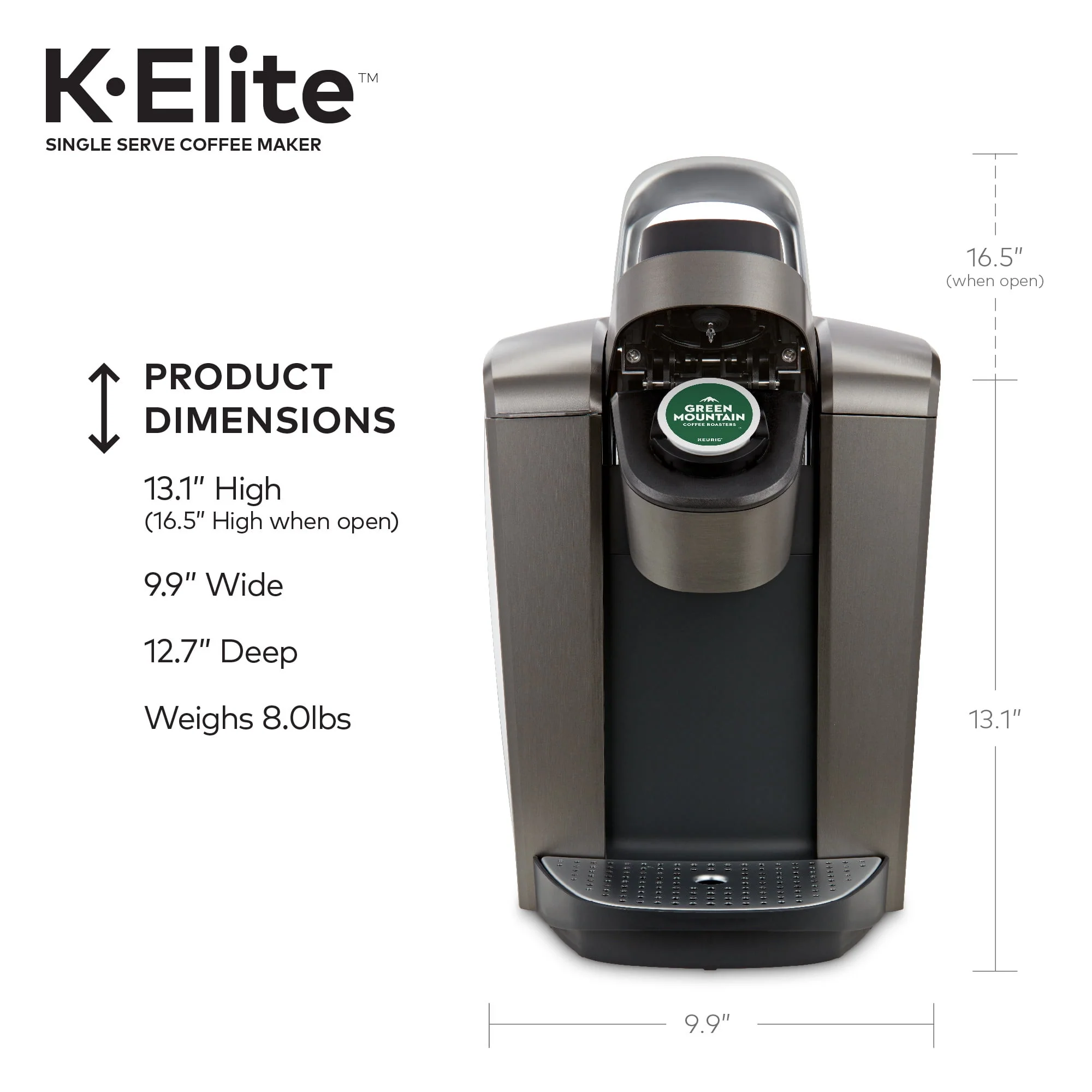 Keurig K - Elite Single - Serve K - Cup Pod Coffee Maker, Brushed Slate