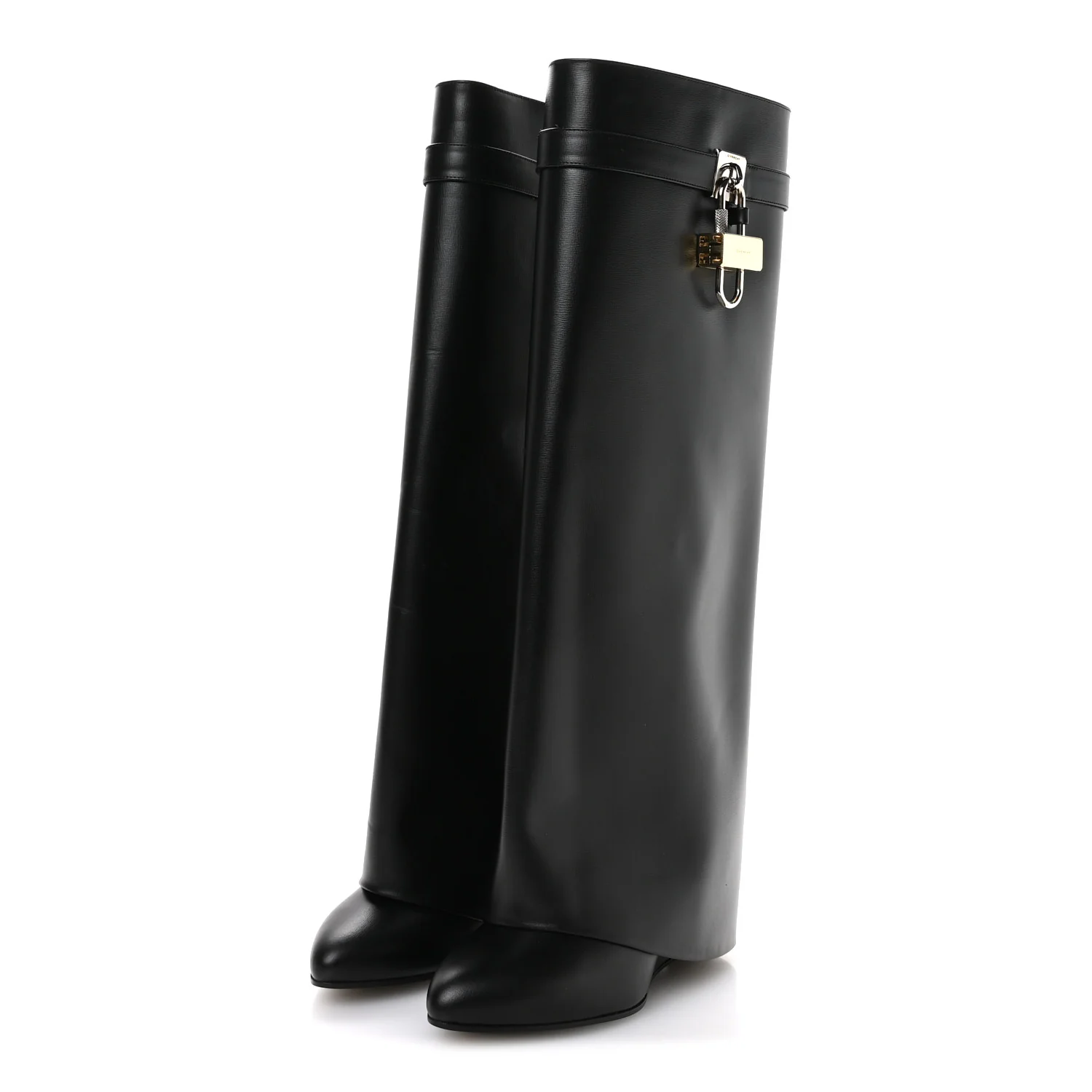 Calfskin Shark Lock Wide Fit Pant Boots 37 Black
