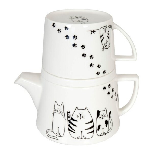 Tea For Me tekanne og krus 40 cl Funny Cats