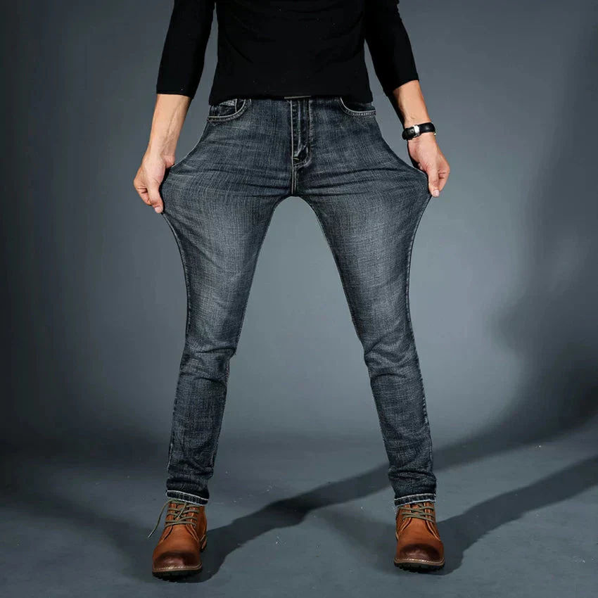 Jeans fuselés extensibles 4 directions de qualité supérieure pour hommes