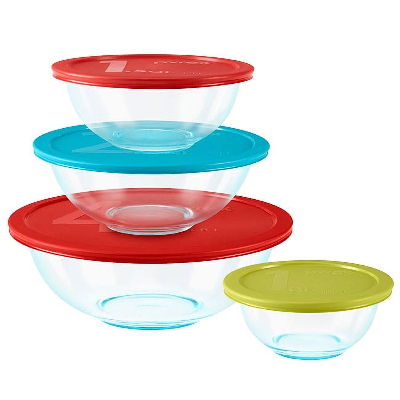 Pyrex Smart Essentials Mixing Bowls, Glass, Value-Plus Pack - 8 bowls