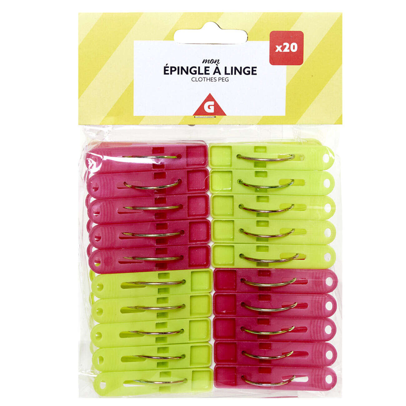 Pince à linge plastique bleu et rose x20