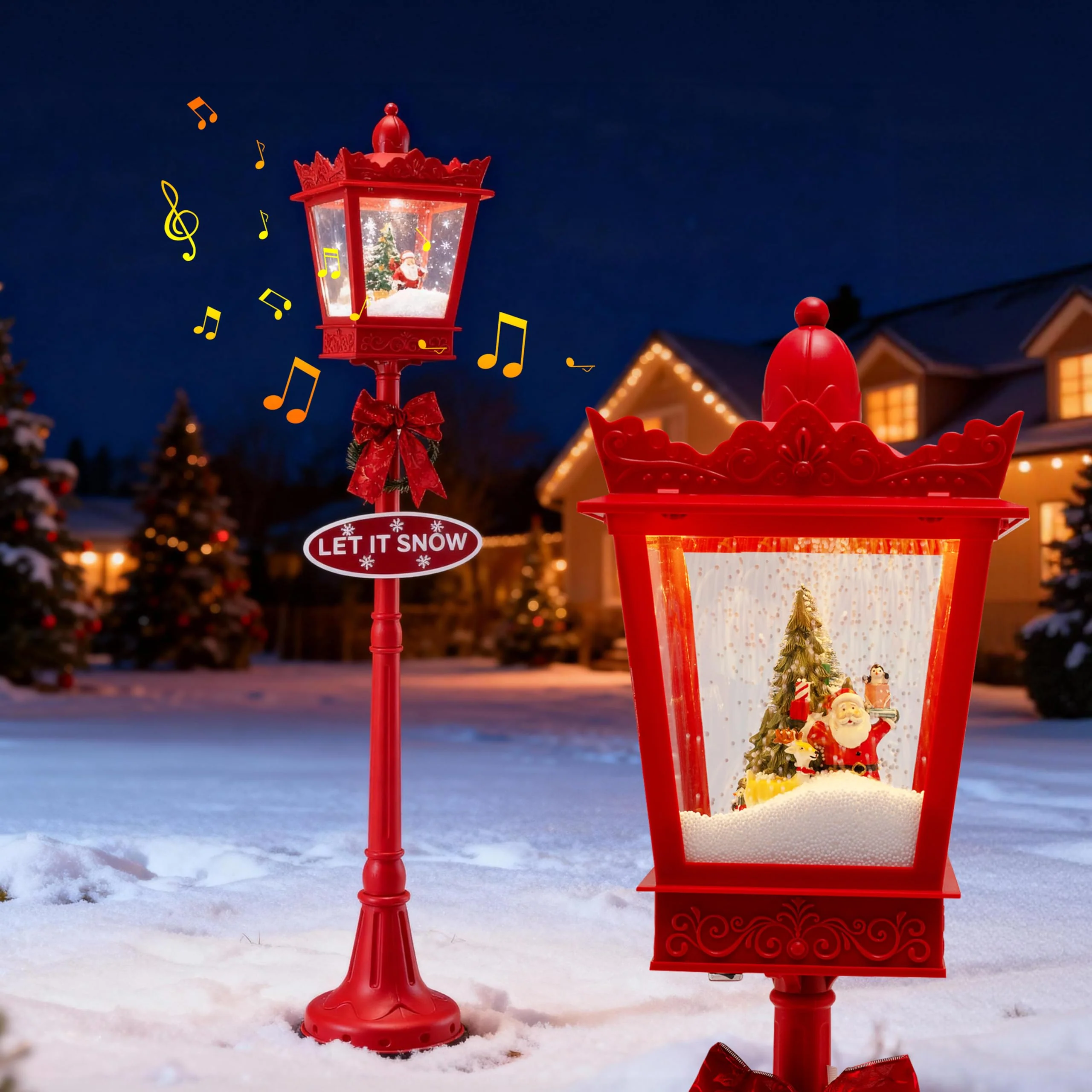 Tangkula 8 ft Musical Christmas Street Light Indoor/Outdoor Lamp Post with Warm White LEDs