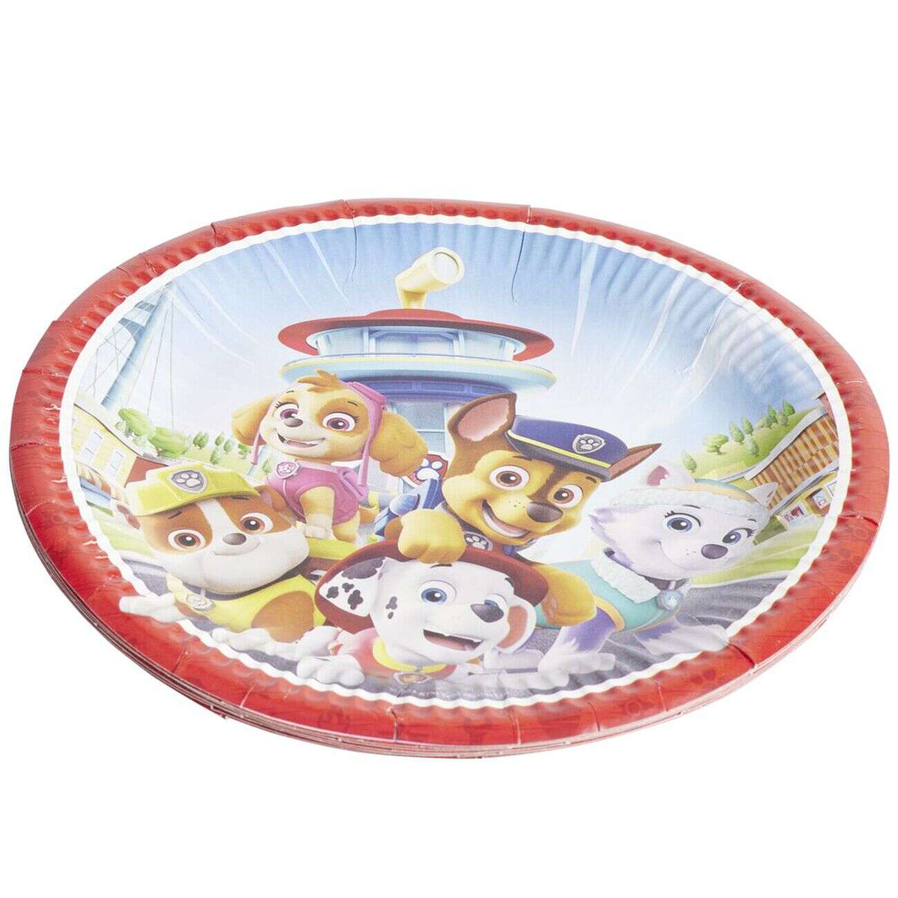 Lot de 8 assietes rondes en carton Pat Patrouille bleues Ø22,5cm