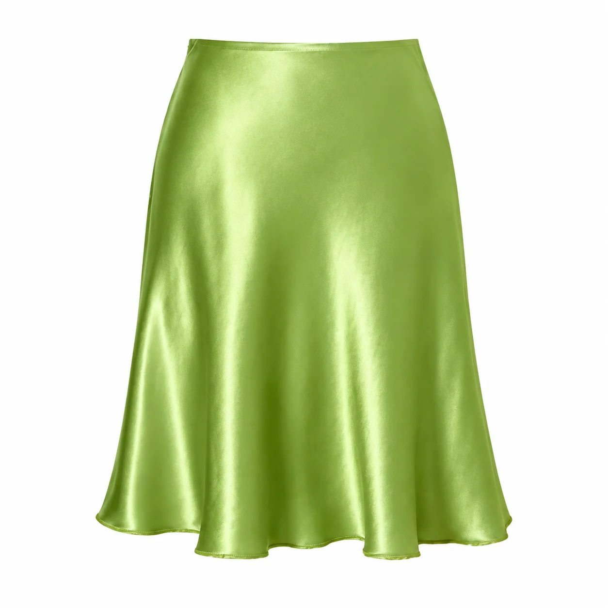 LONGÉ Women's Acetate Satin Flared Mini Skirt - Green