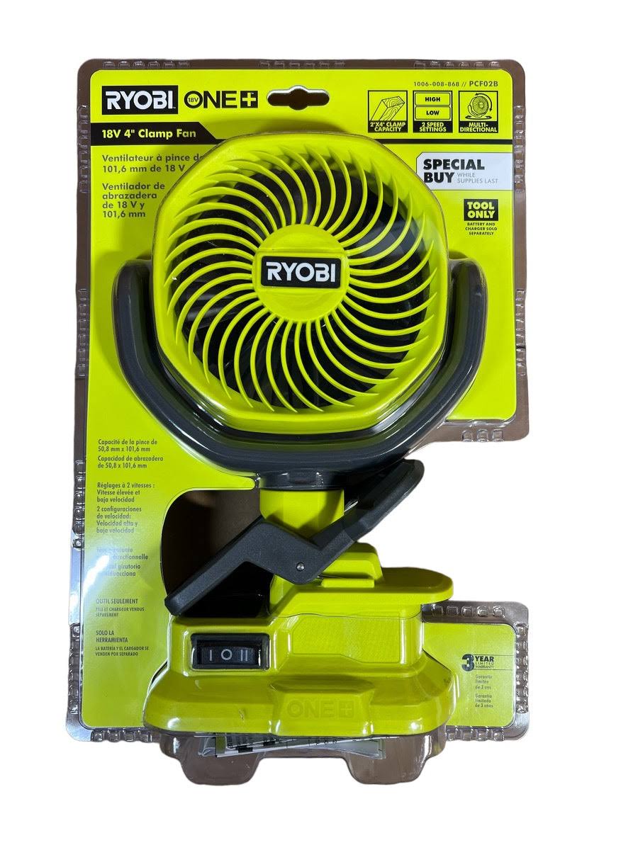Ryobi ONE+ 18V Cordless 4 in. Clamp Fan (Tool Only)