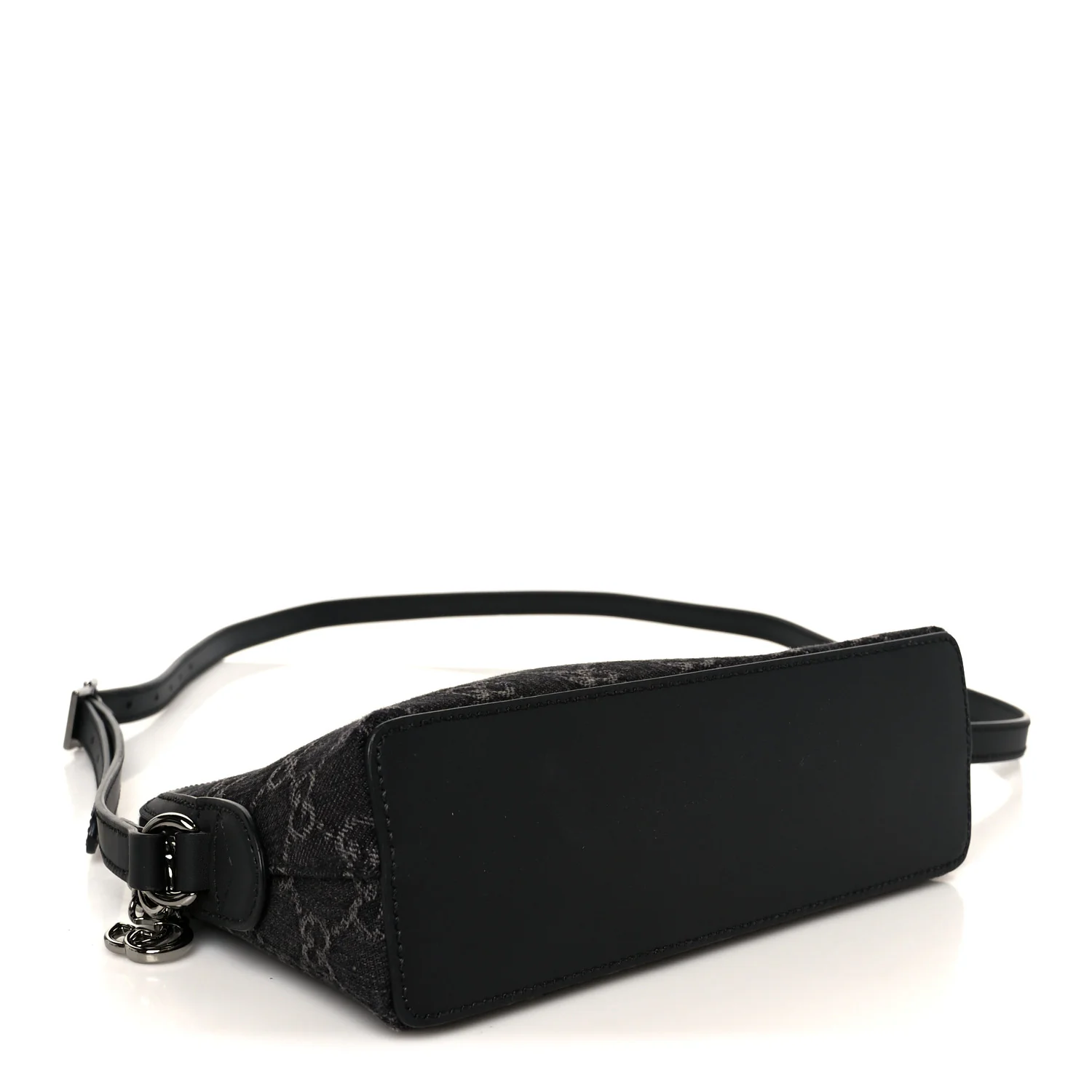 Denim Cuoio Harness GG Monogram Small Ophidia Dome Shoulder Bag Black Medium Grey