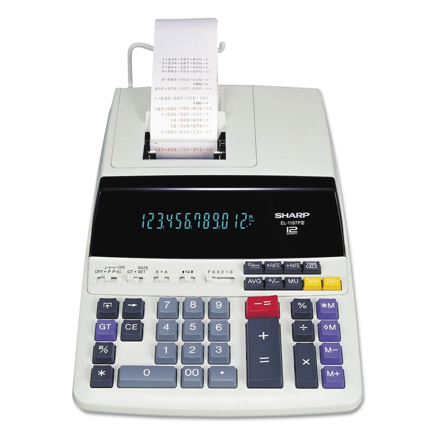 Sharp Calculators EL 1197PIII Two Color Printing Desktop Calculator Black/Red Print 4 5 Lines/Sec