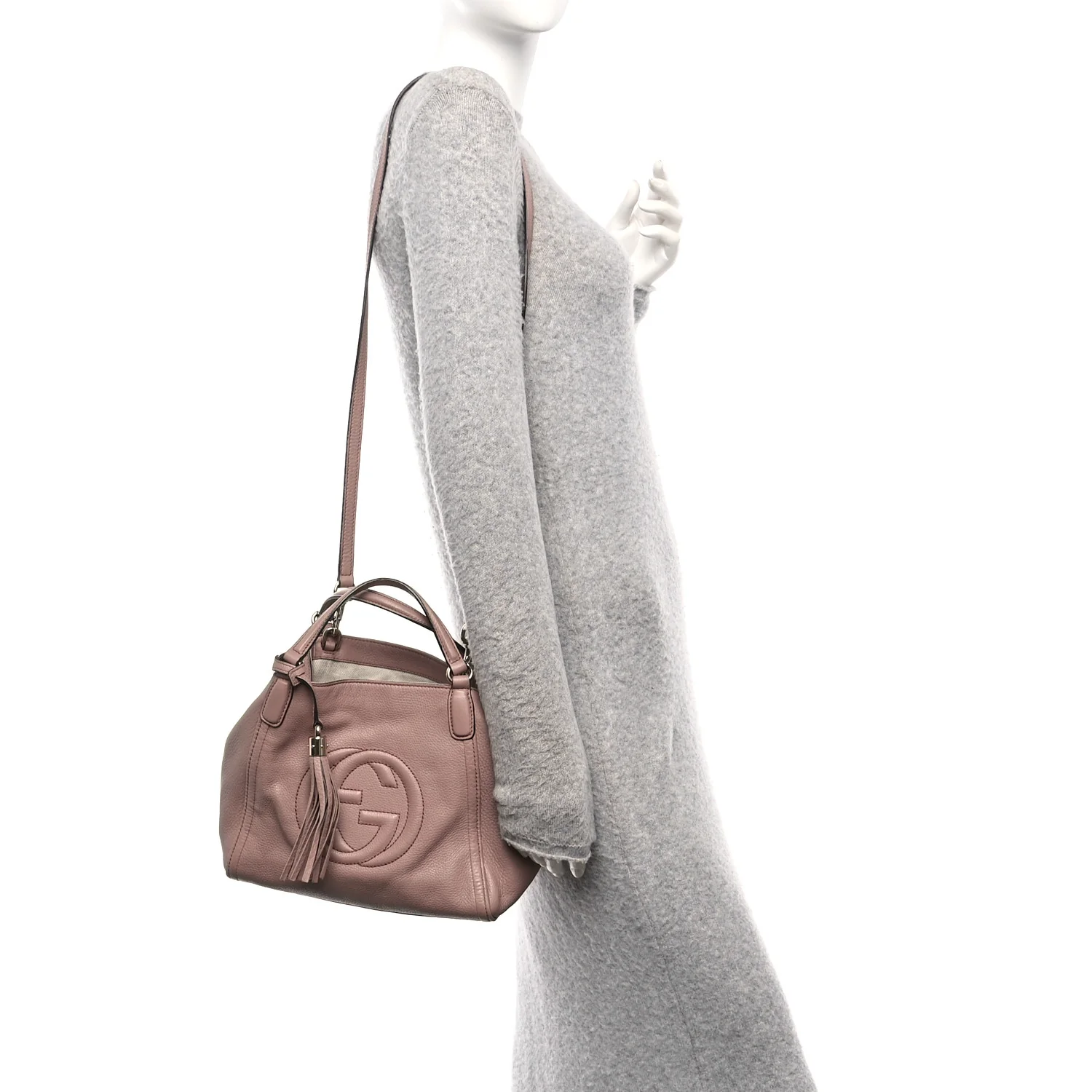 Pebbled Calfskin Small Soho Shoulder Bag Light Pink