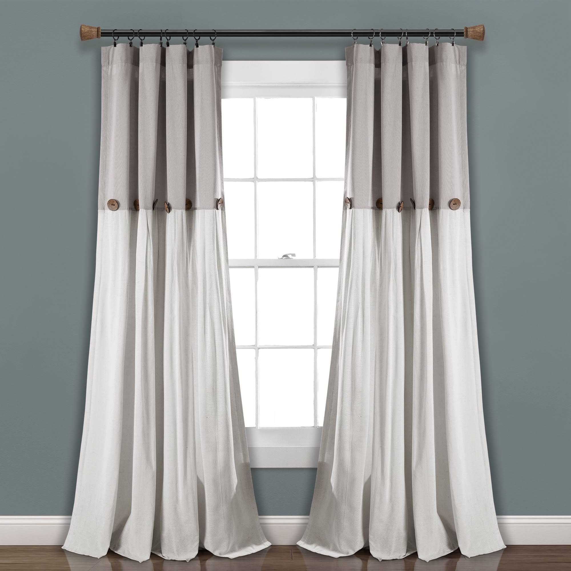 Lush Decor Linen Button Window Curtain Panel - 84