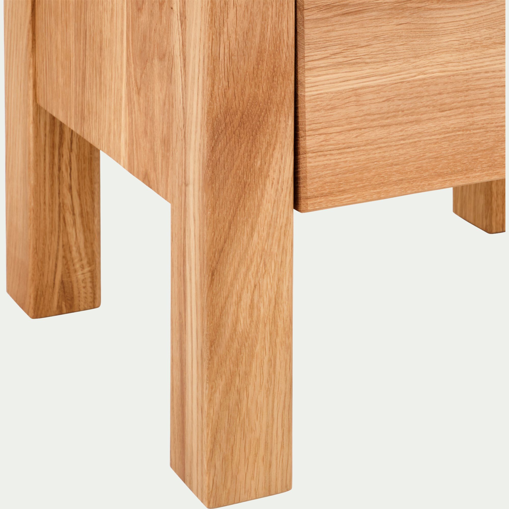 RENO - Table de chevet en chêne massif 1 niche et 1 tiroir - bois clair