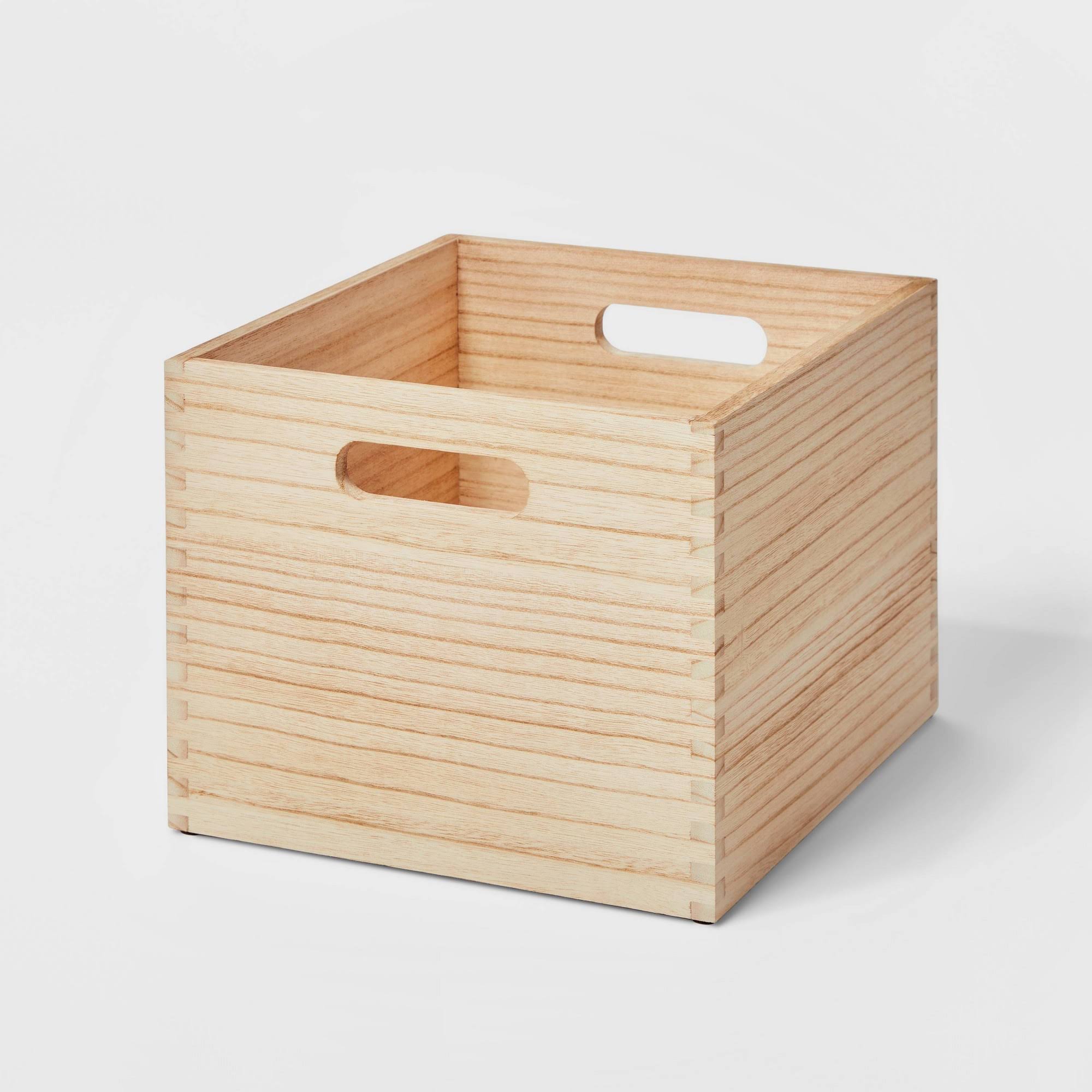 Small Decorative Light Wood Crate Natural - Brightroom