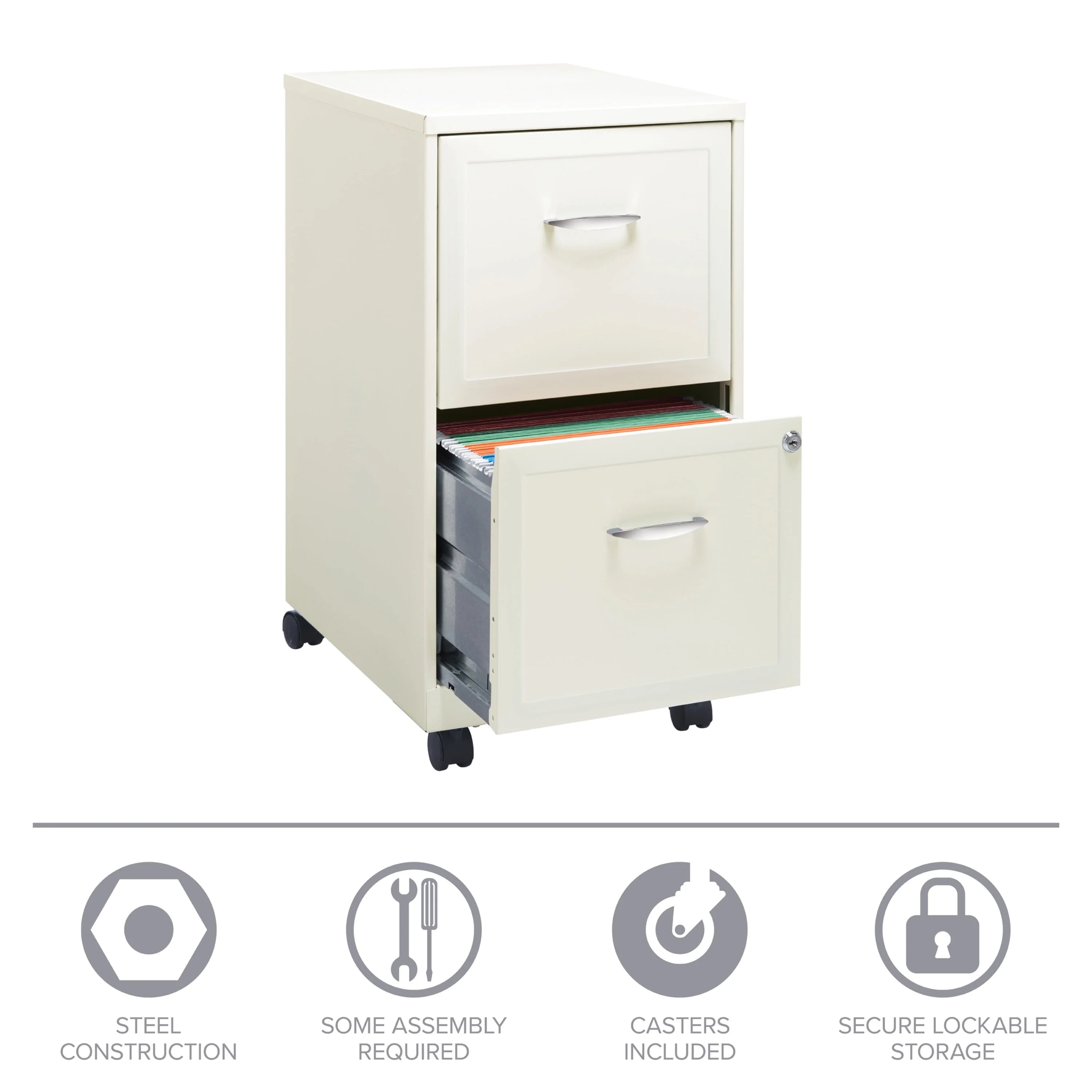 Space Solutions 18" Deep 2 Drawer Mobile Letter Width Vertical File Cabinet, White(2 Drawers/Midnight Purple) Image 8