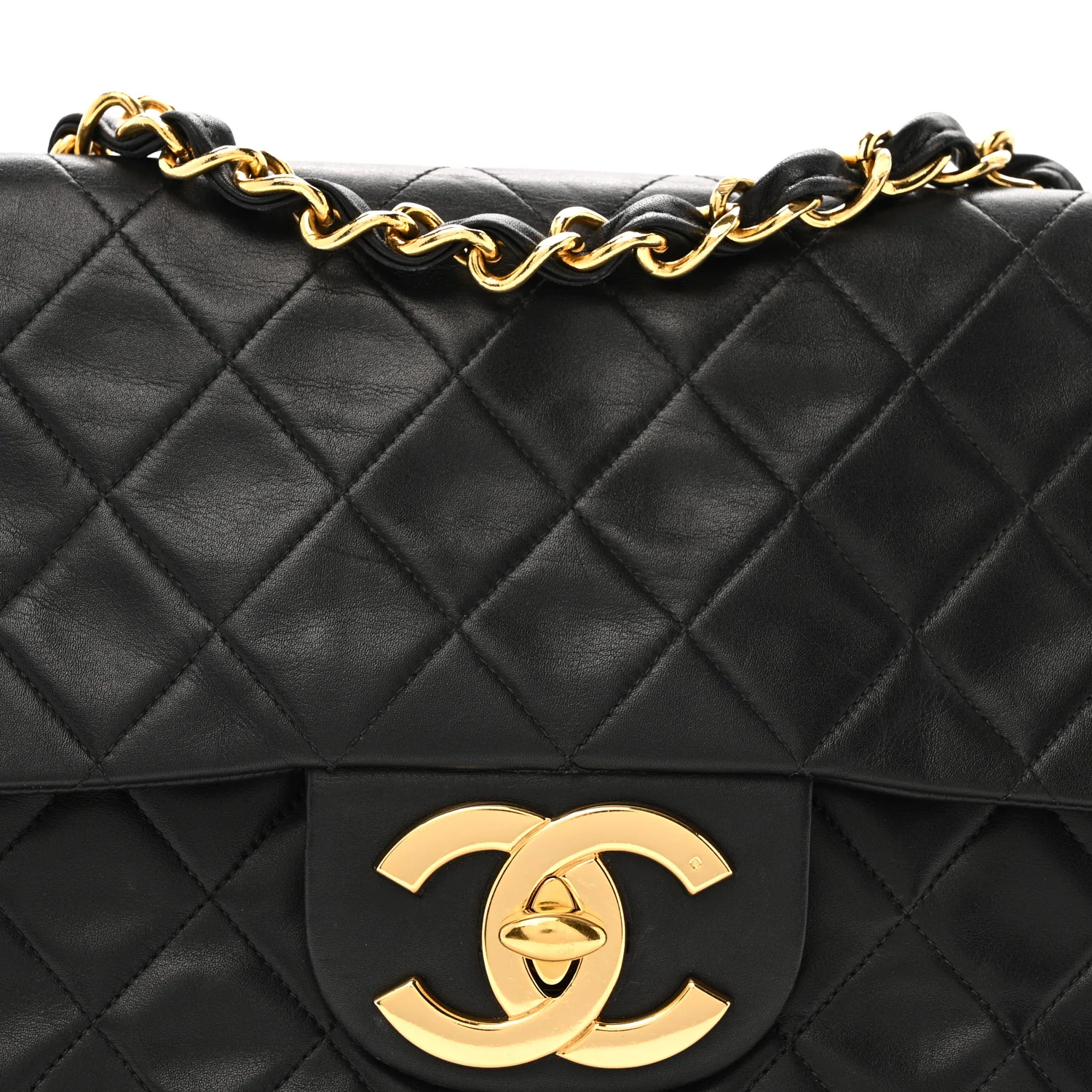 Lambskin Quilted XL Jumbo Single Flap Black