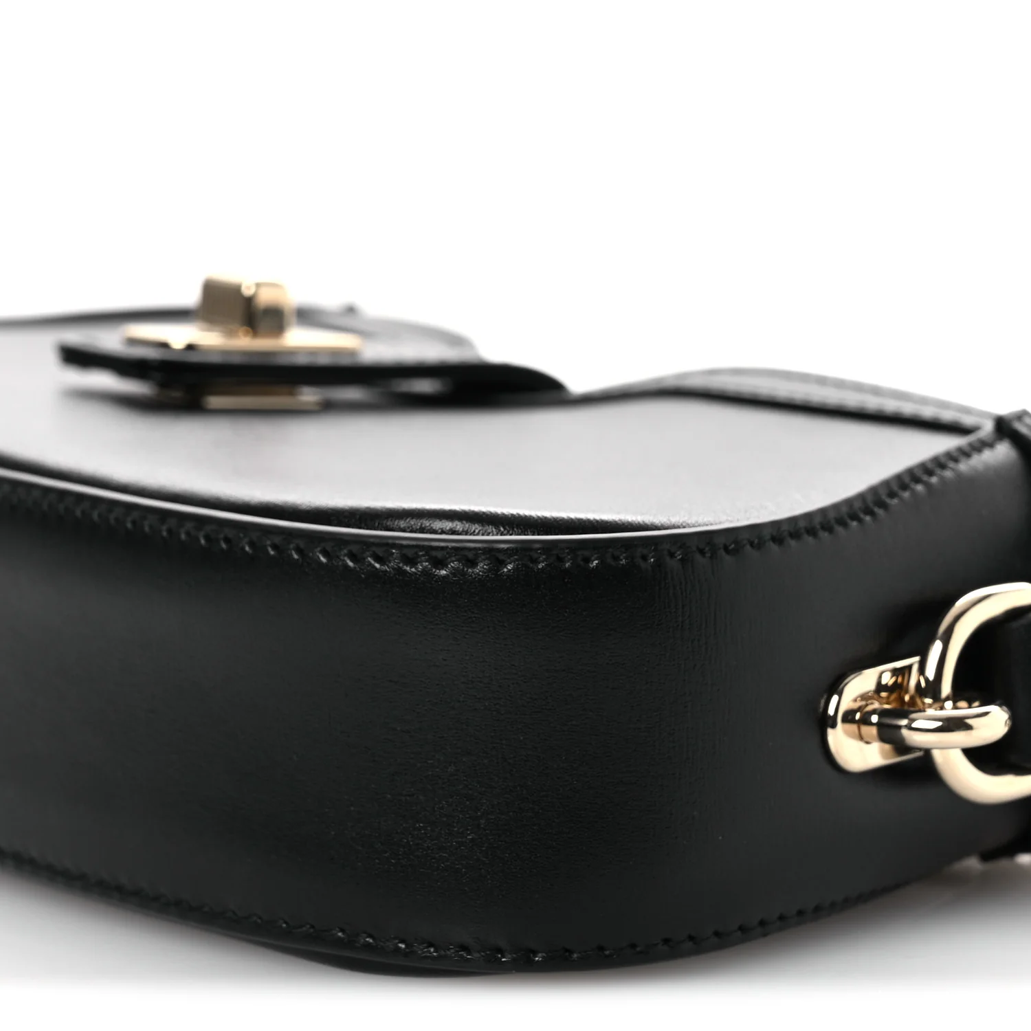 Calfskin Mini Moon Side Shoulder Bag Black