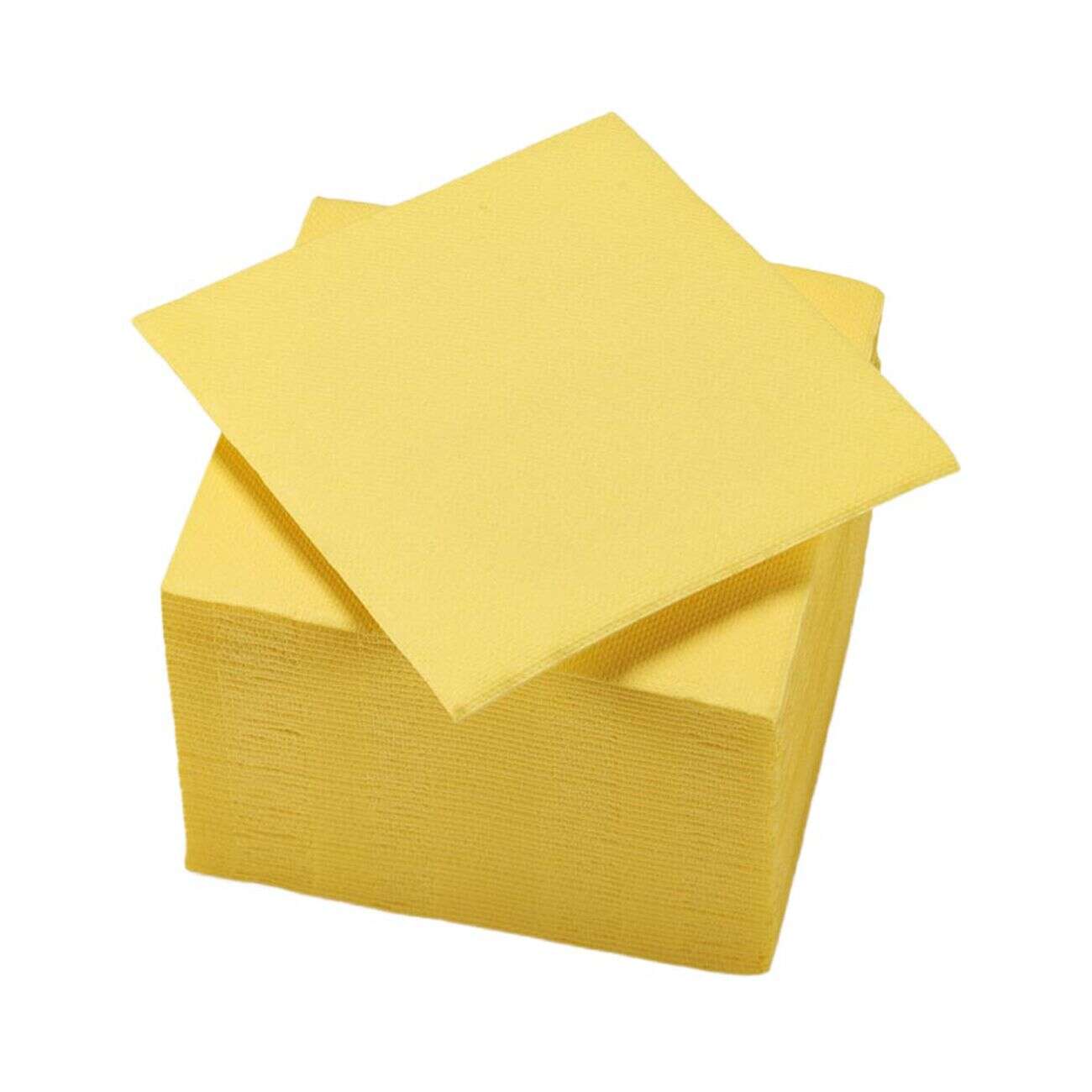 Serviette cocktail jetable 2 plis jaune canari x40