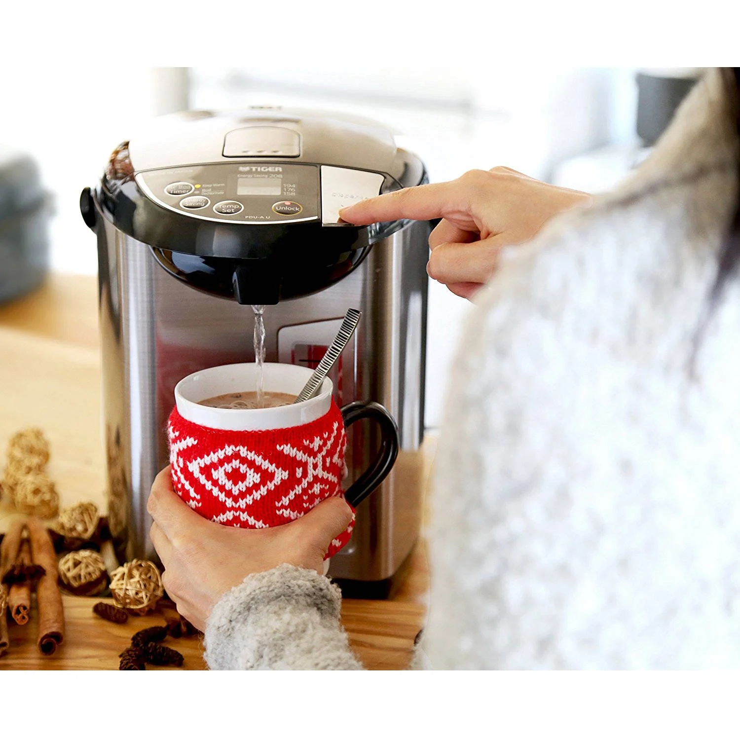 Tiger PDU - A40U - K 40 L Electric Kettle with LCD Control Panel Silver Black