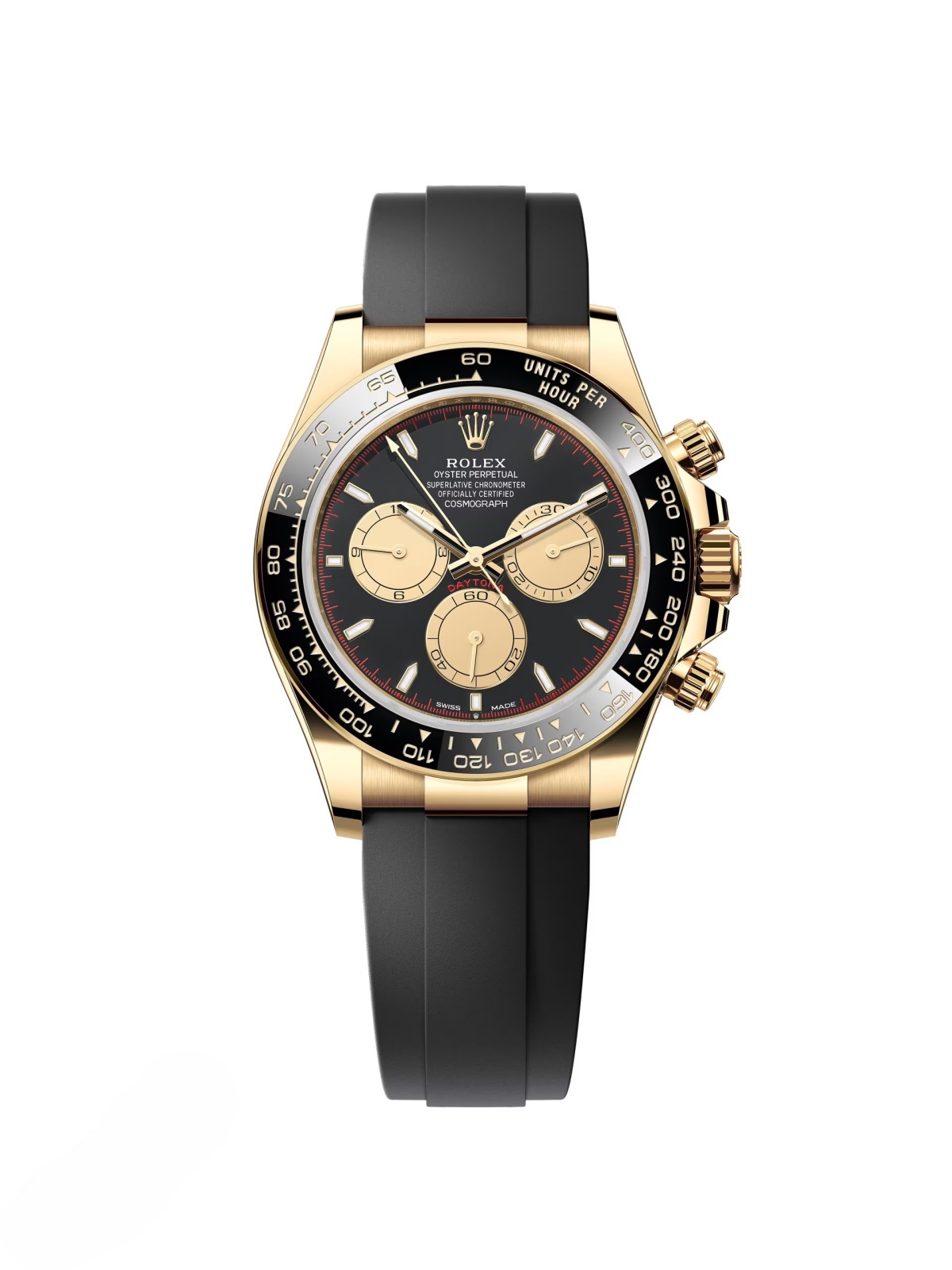 [Super Clone]Rolex Daytona Yellow Gold / Ceramic / Black / Oysterflex  m126518ln-0004