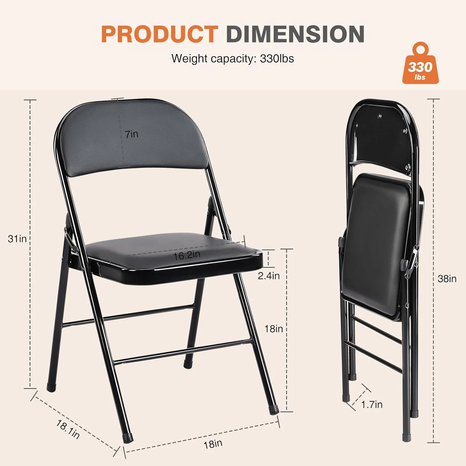 Lot de 12 chaises pliantes Sweetcrispy, chaises pliantes rembourrées en cuir, chaises pliantes robustes en métal