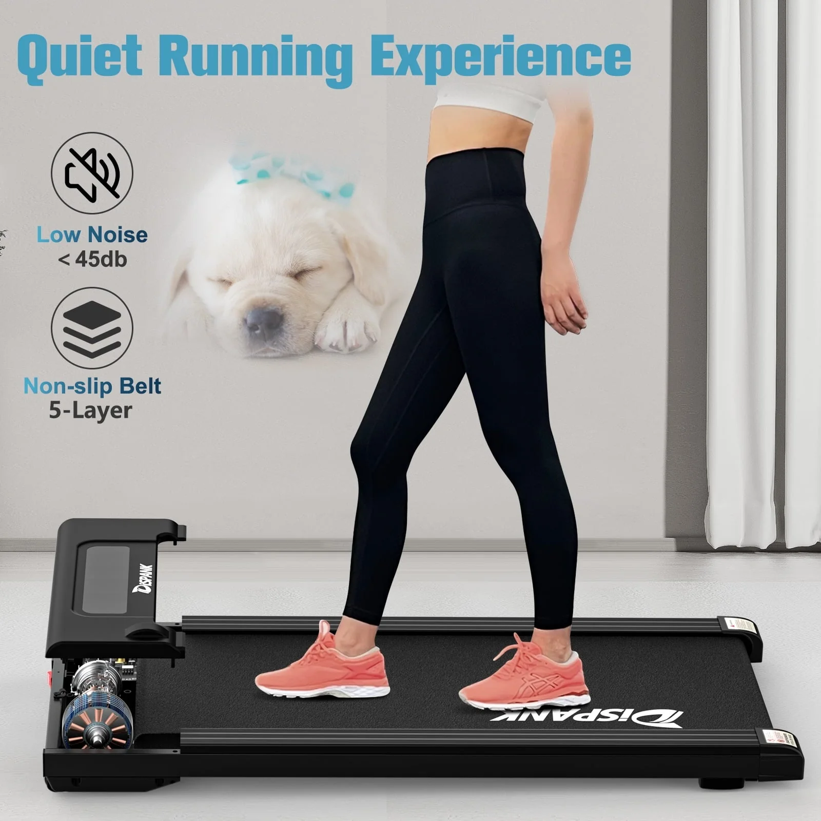 Relife Sports 2 in 1 Under Desk Treadmill with Incline Portable Walking Pad ,0 5 4mph, Black Image 9