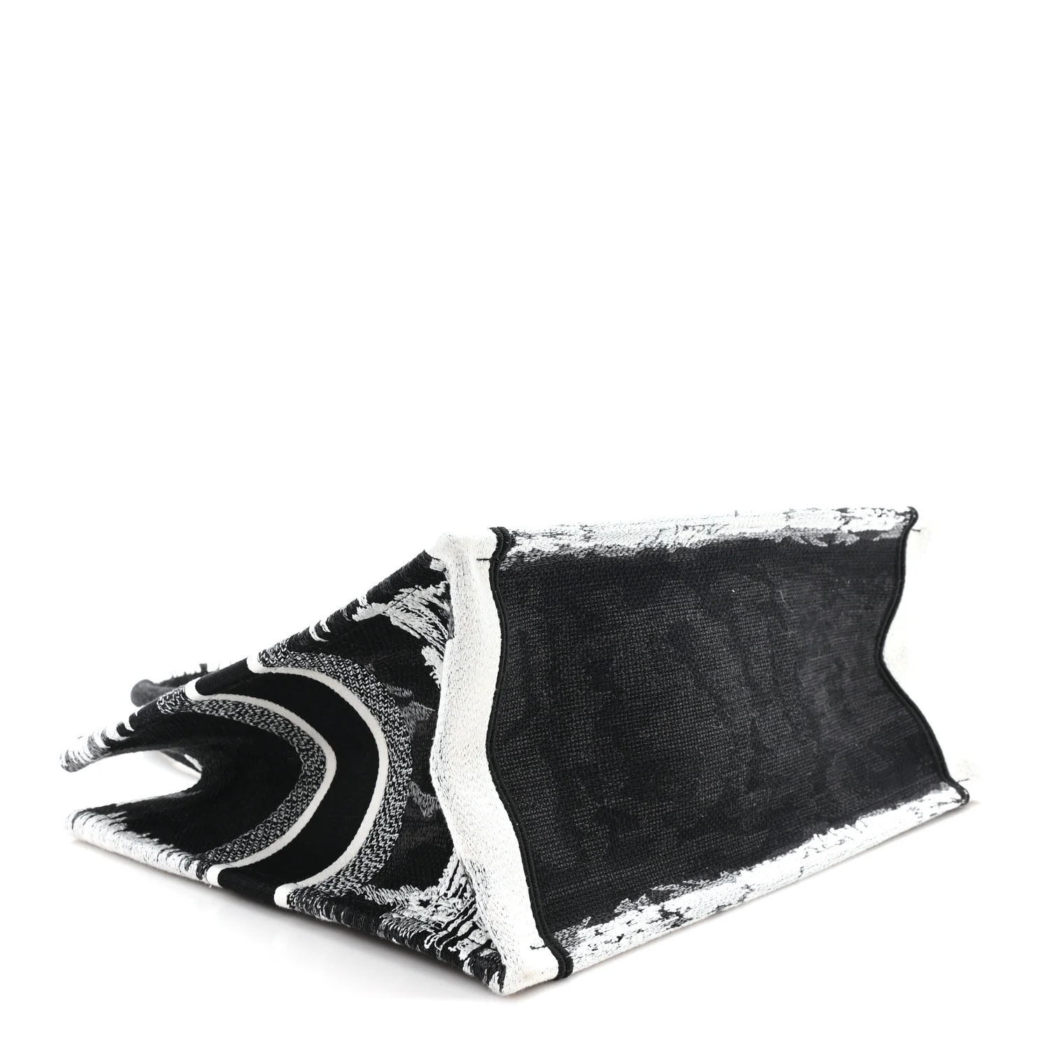 Canvas Embroidered Medium Paris Book Tote Black White