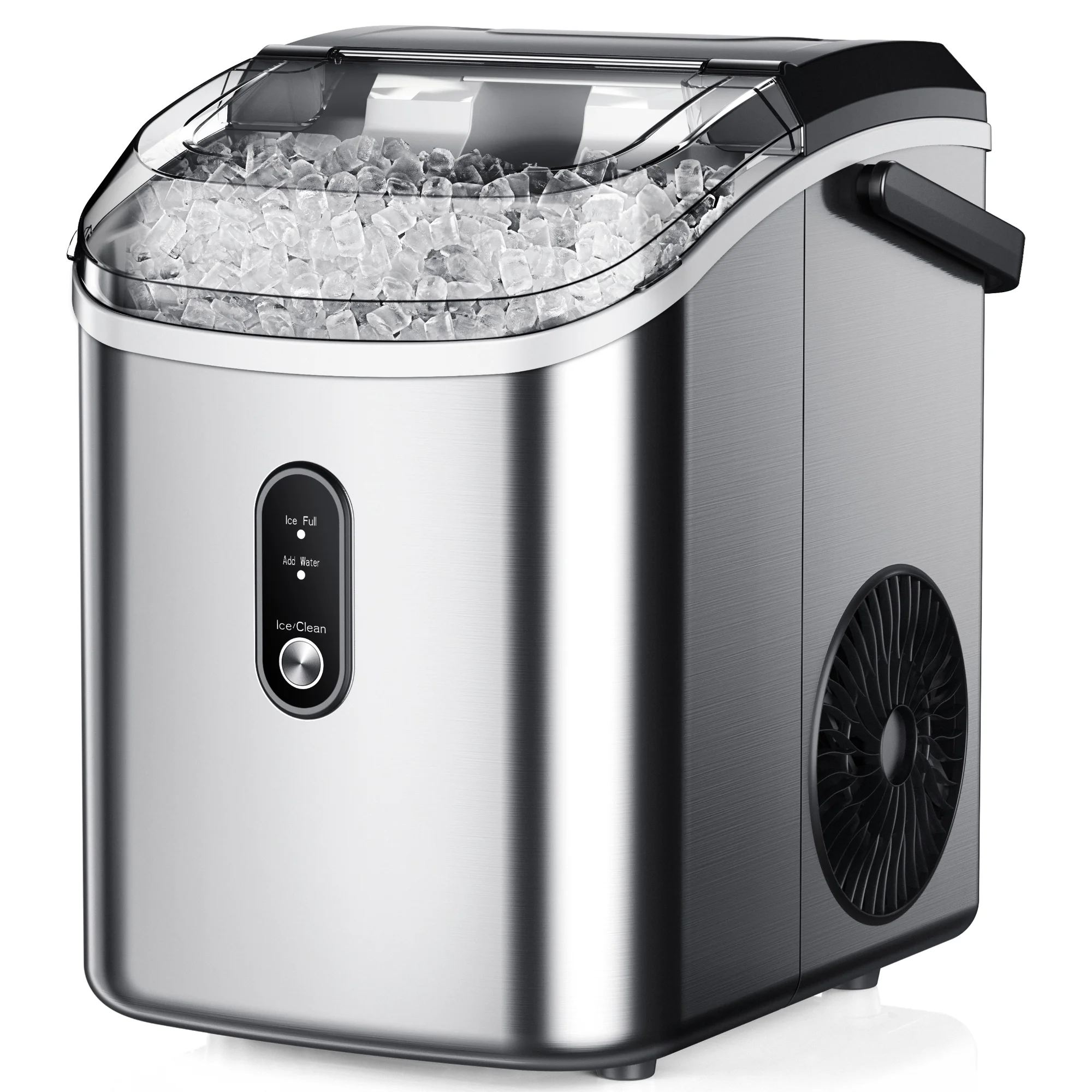 Nugget Ice Maker Countertop, 34 9lbs per Day Chewable Pebble Nugget Ice Machine with Touch Screen for Home, Kitchen, Office, Stainless Steel, Black(Black) Image 10