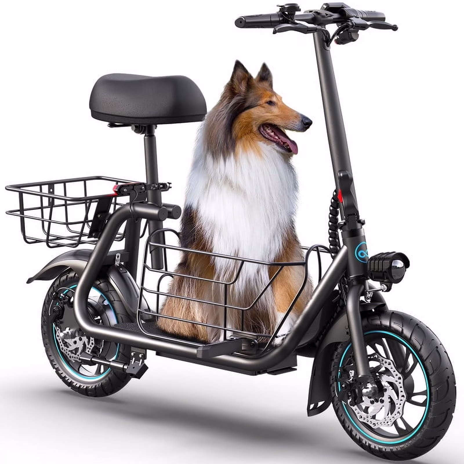 Electric Bike with Basket for Pet, 3 Riding Modes Foldable Electric Scooter for Adults up to 20 Miles 18.6MPH(C1S-550W-18.6MPH)
