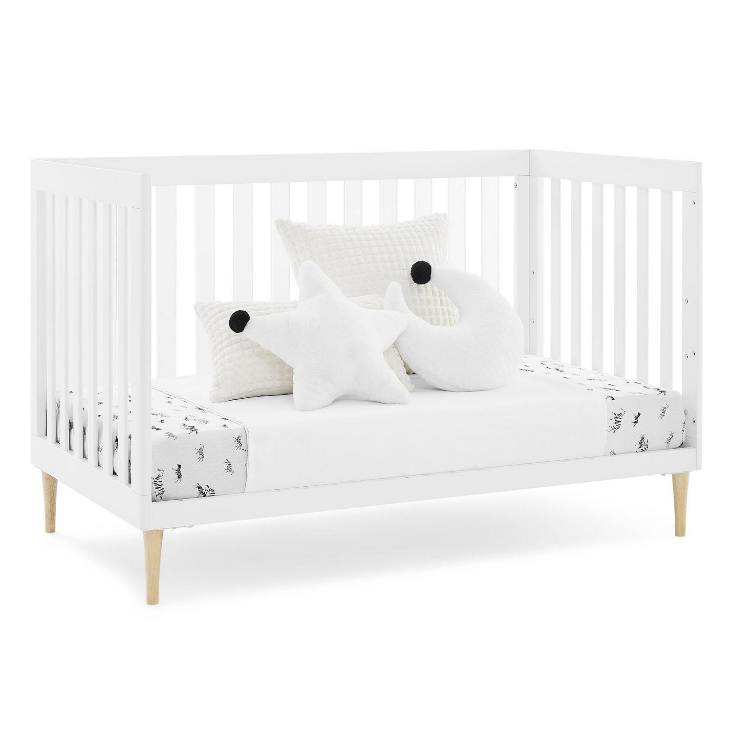 Delta Children Austin Acrylic 4 - in - 1 Convertible Baby Crib - Greenguard Gold Certified. Bianca White/Natural