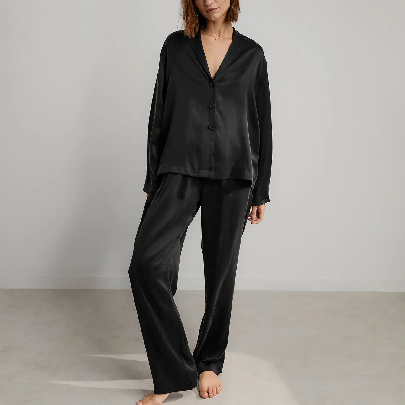 Washable Silk Long Sleeve Pant Set