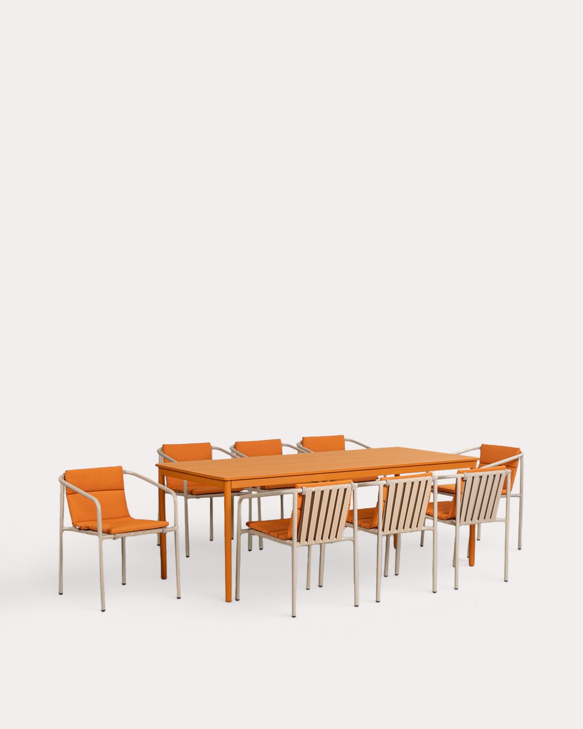 Set Dessie - Vinke - Set de Mesa Rectangular (200x90 cm) Dessie y 8 Sillas de Metal Vinke de Exterior