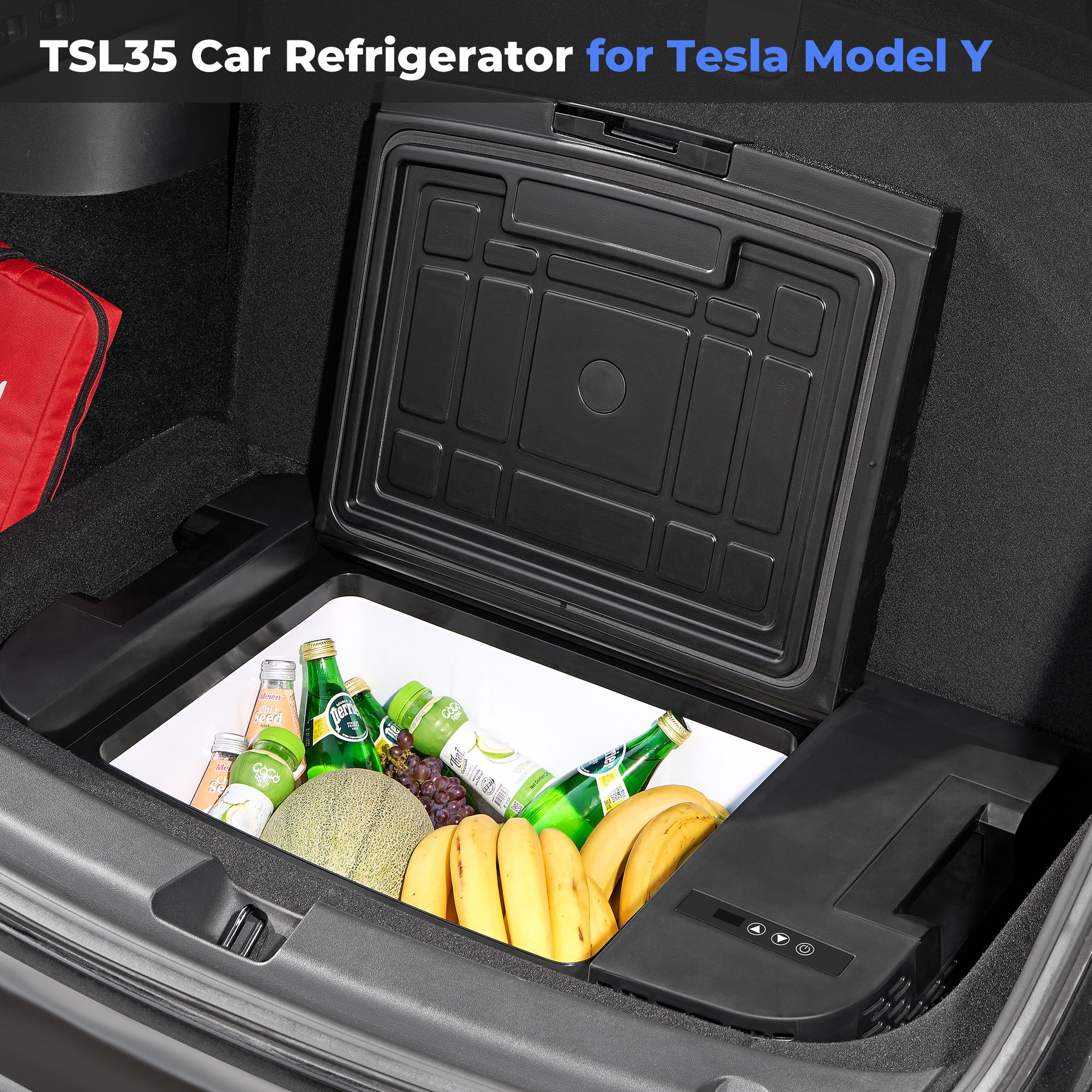 Car Refrigerator for Tesla Model Y 2019 - 2024, 37QT(35 L) - 4�h~68�h Car Fridge 12V Refrigerator, APP Control, Trunk Portable Freezer for Camping Tailgating Road Trip