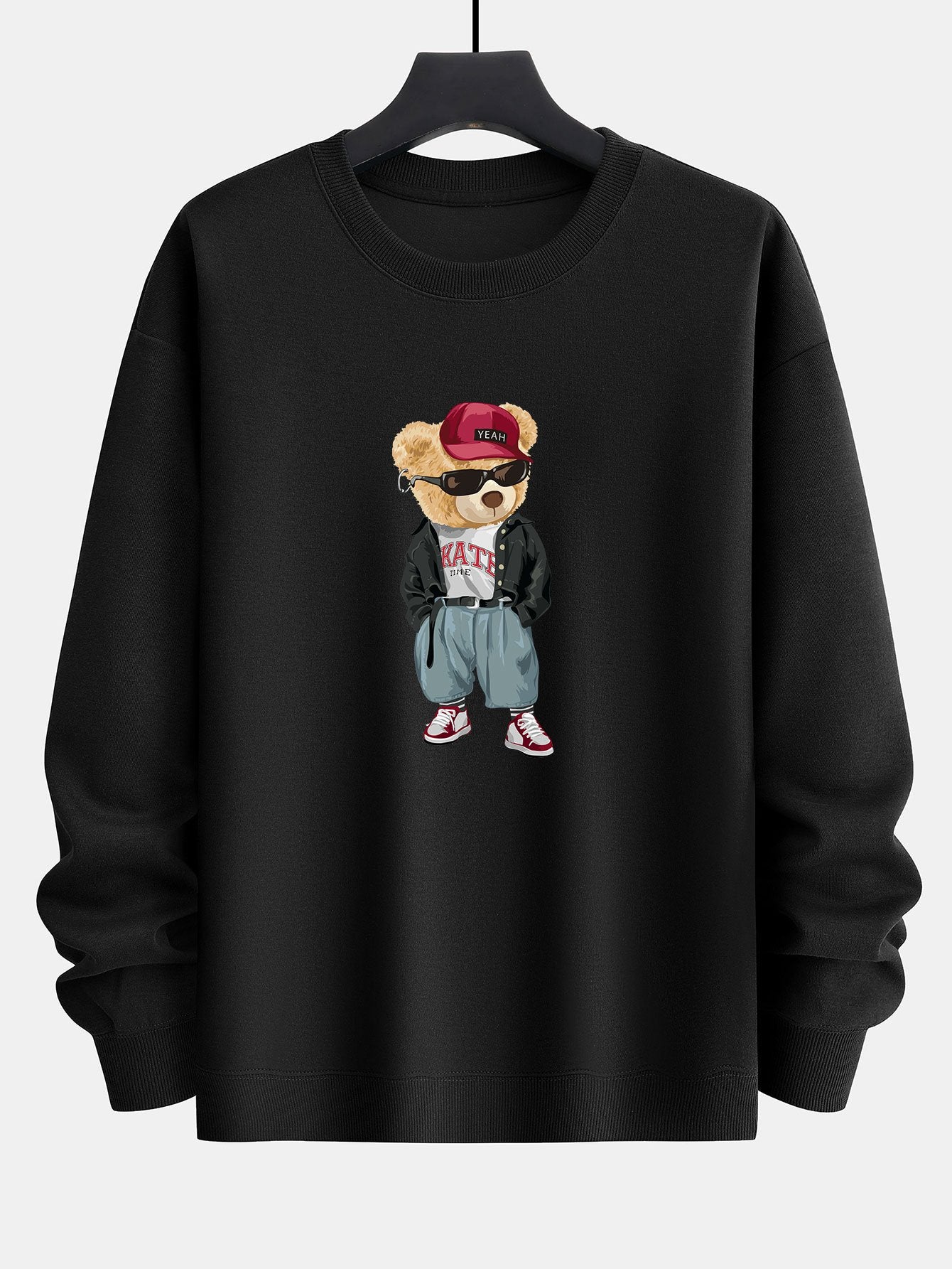 Sweat-shirt décontracté à imprimé ours et style cool