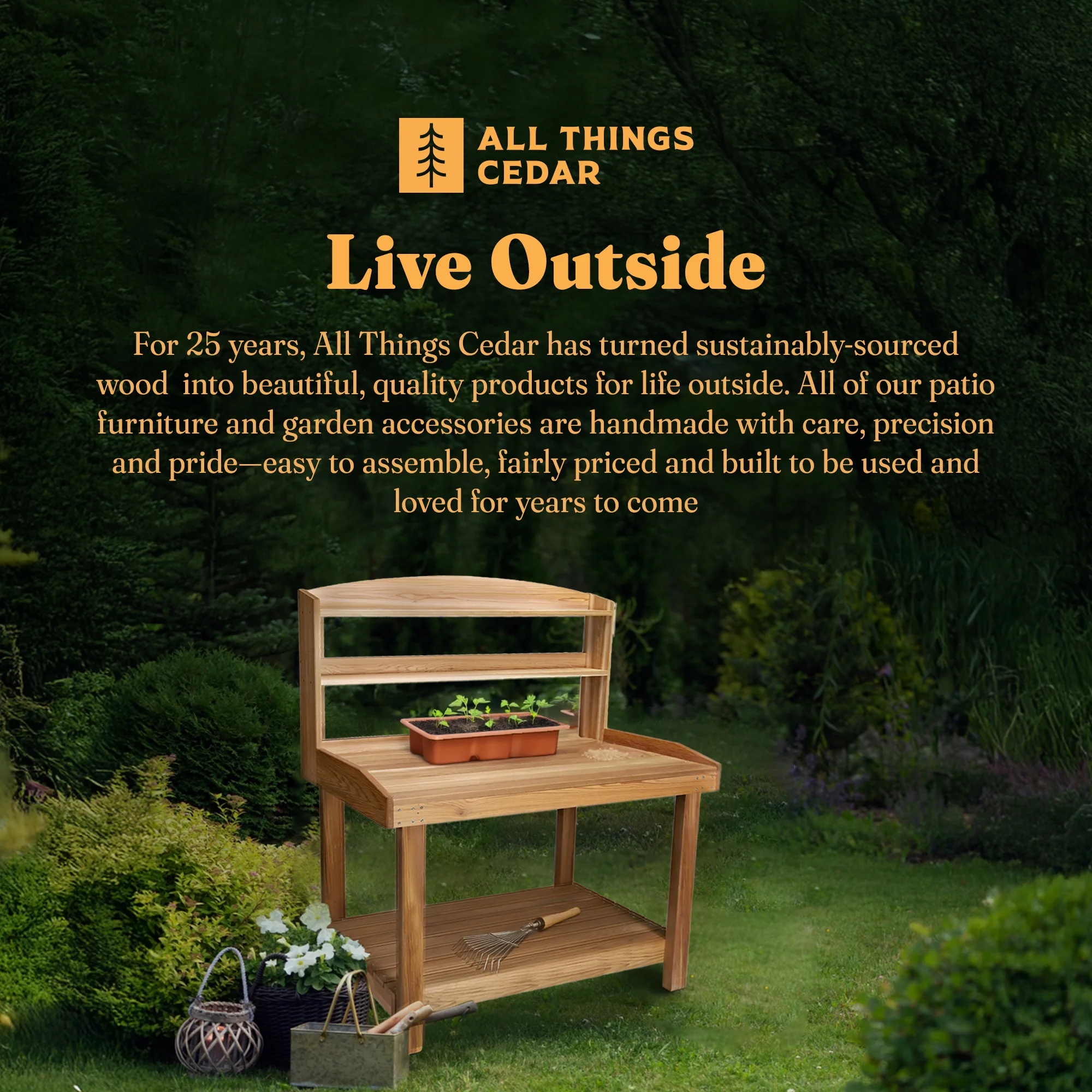 Deluxe Potting Bench, Outdoor Garden Workstation Table - Image 5