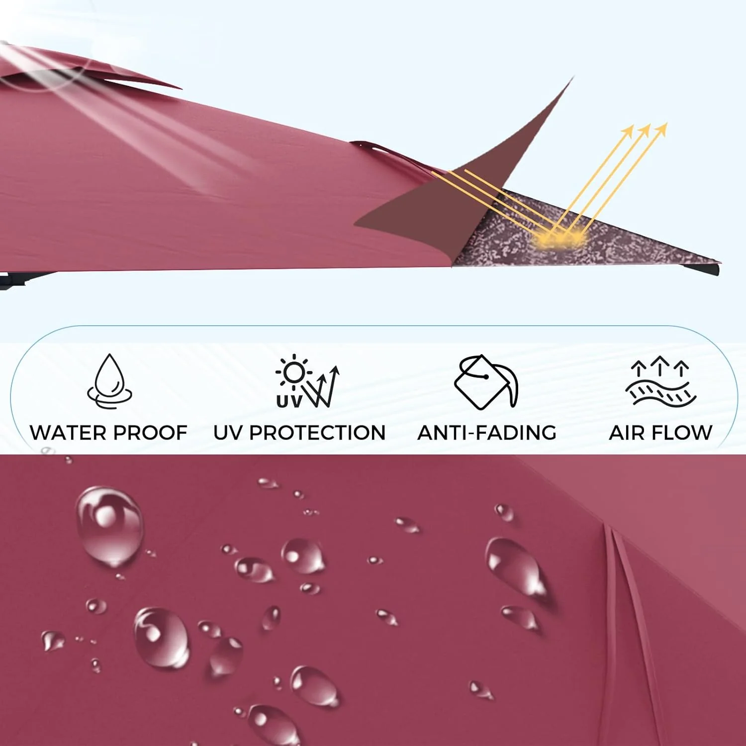 AECOJOY 10ft Cantilever Patio Umbrella, Large Rectangle Umbrella 180° Rotation Offset, Red
