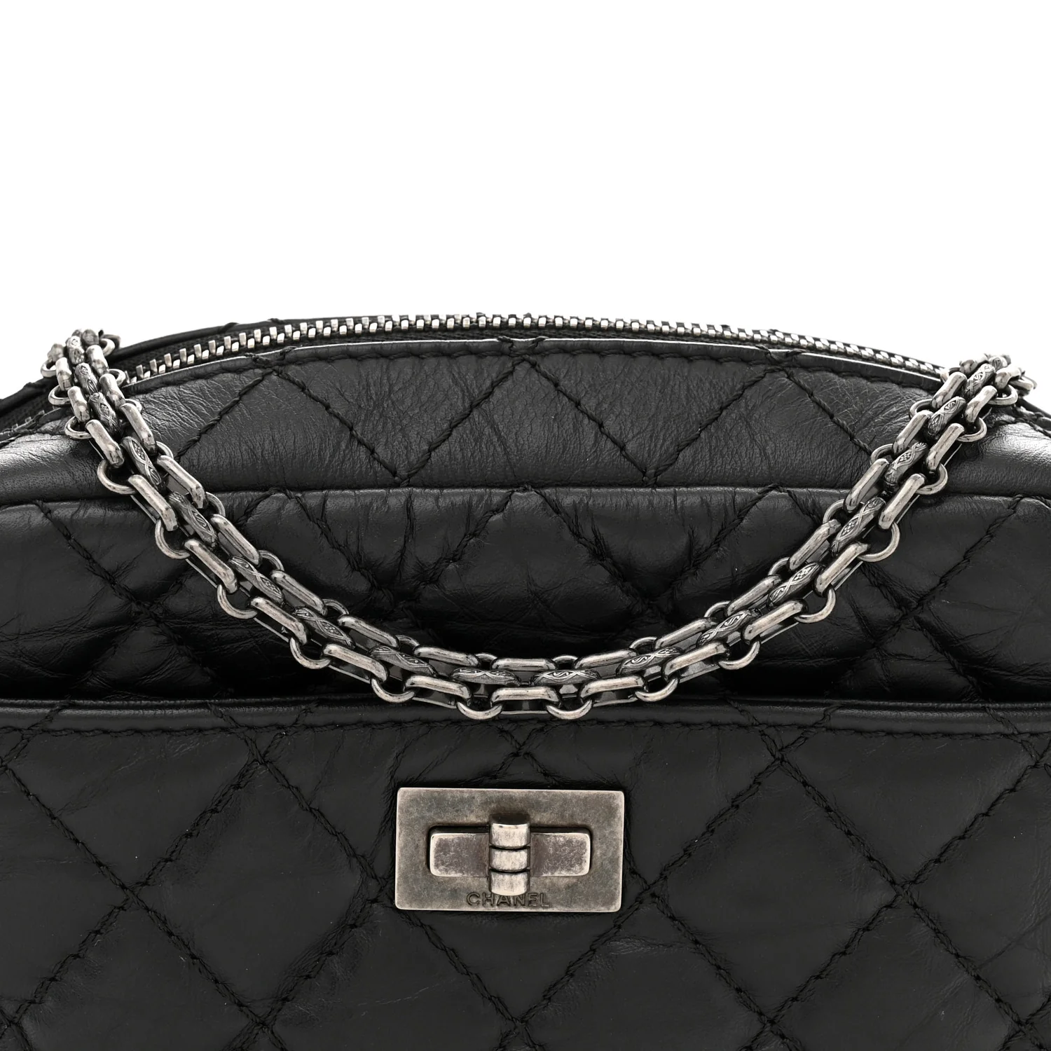 Aged Calfskin Quilted Mini Reissue Camera Case Black