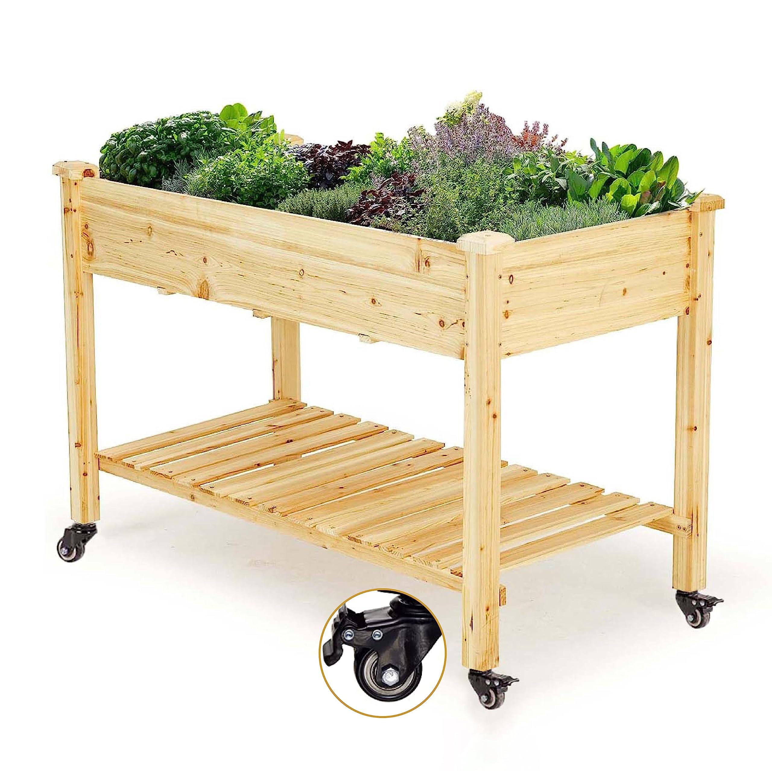 Idzo Raised Garden Bed with Legs, Durable Elevated Garden Box with Wax Oil Coated, 50.4 inchd x 12.4 inchw x 12.