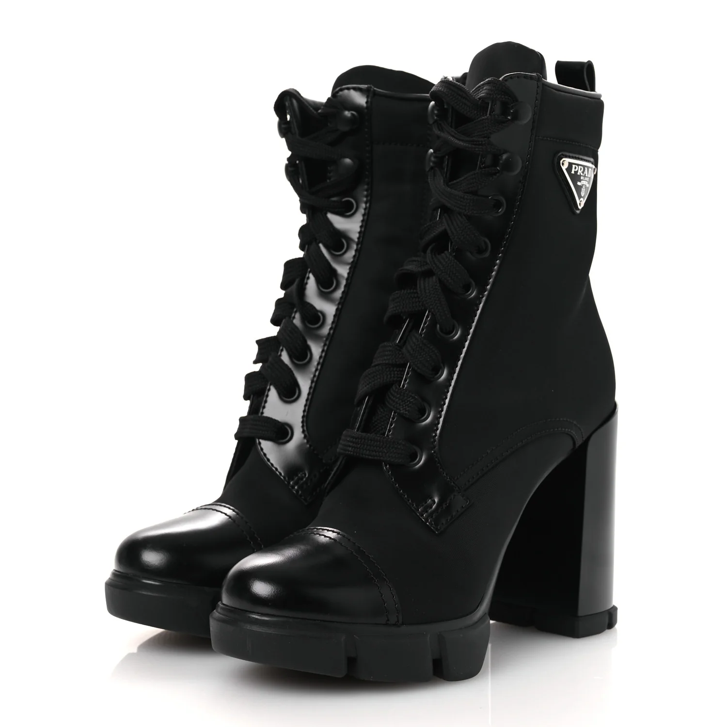 Spazzolato Re-Nylon Metal Triangle Logo 110mm Ankle Boots 36.5 Black