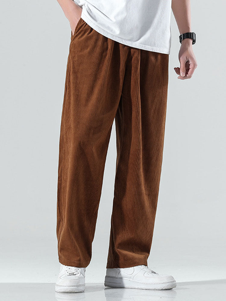 Pantalon en velours côtelé à taille élastique