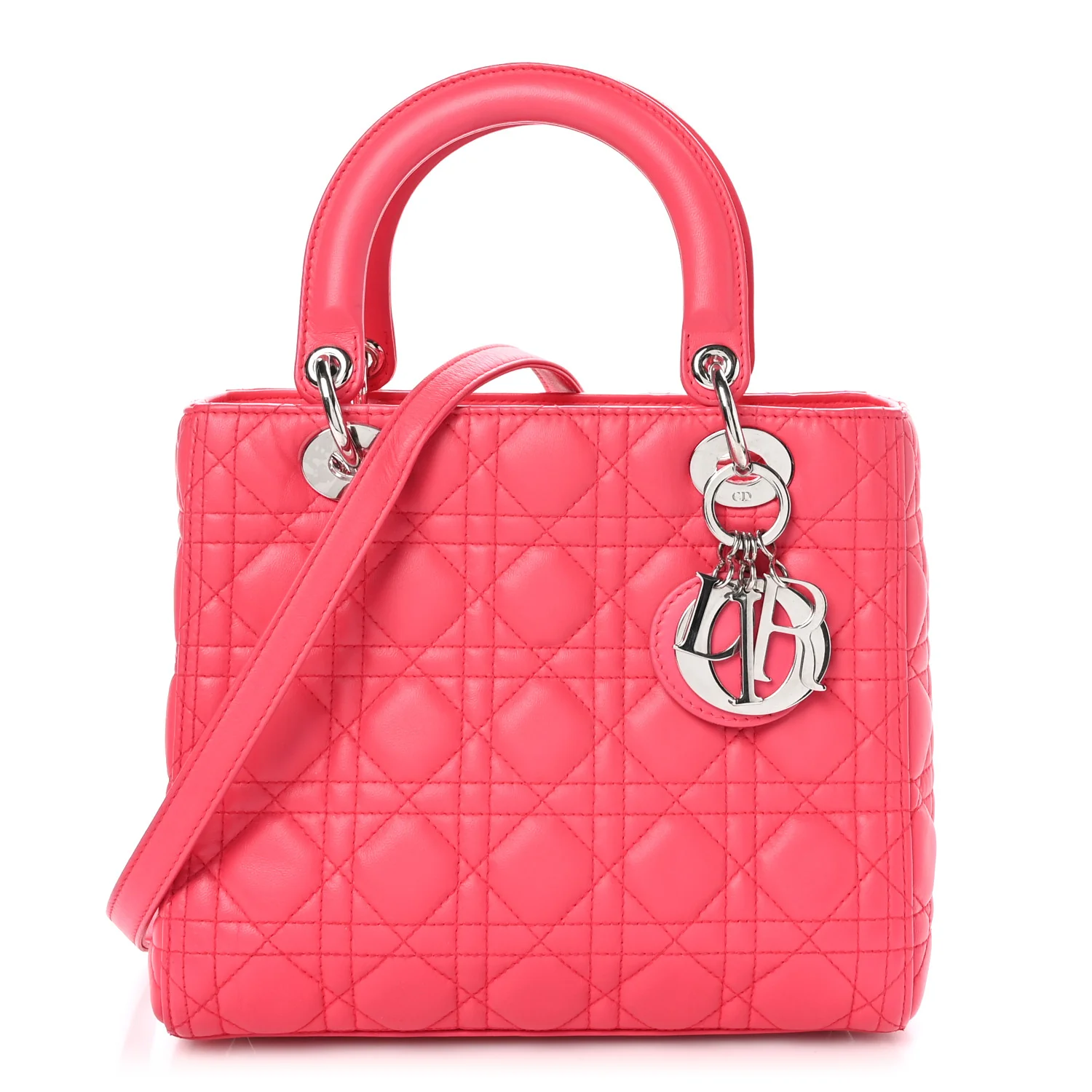 Lambskin Cannage Medium Lady Dior Fuchsia