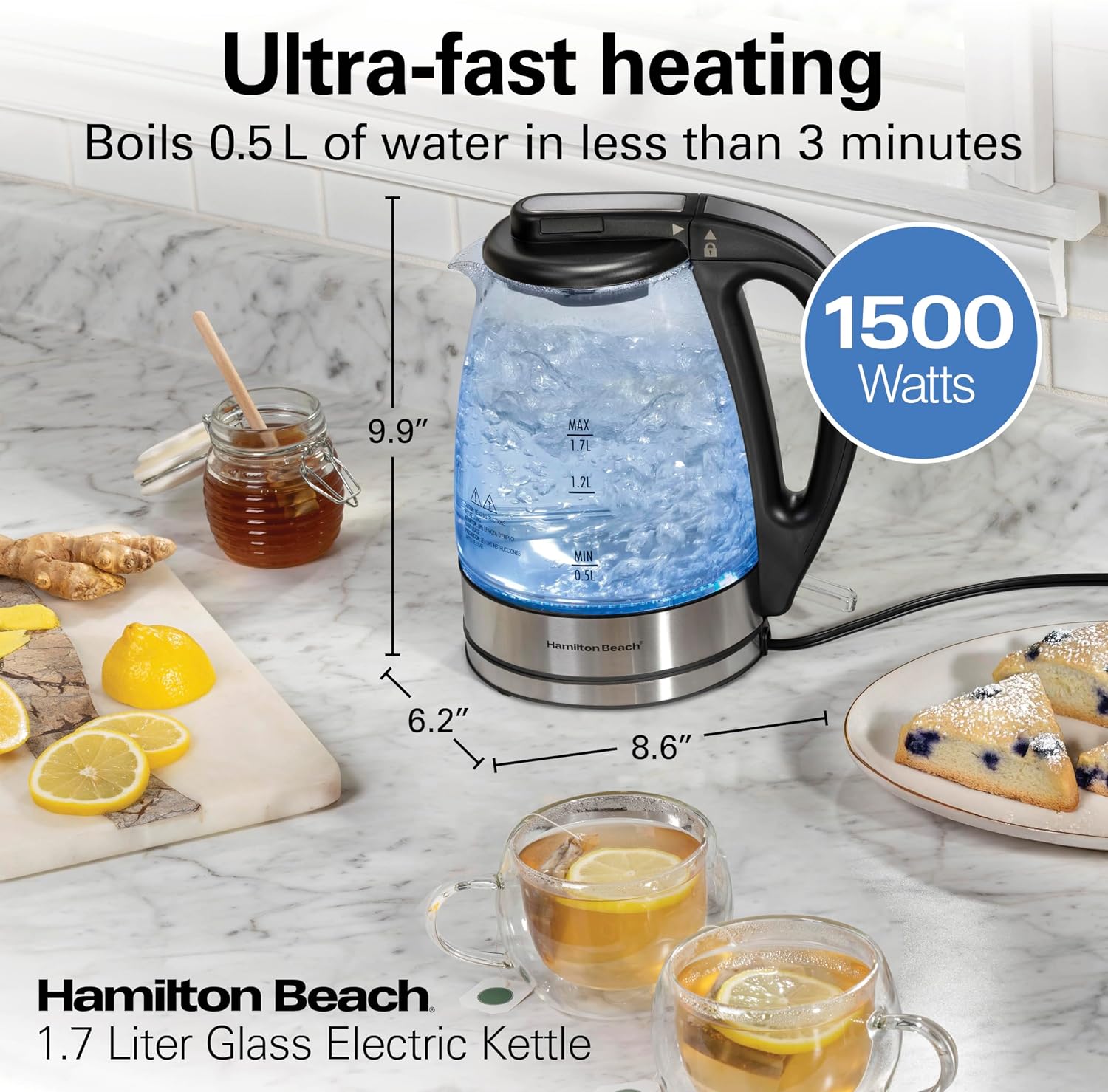 Hamilton Beach 1.7 Liter Electric Tea Kettle, Water Boiler & Heater
