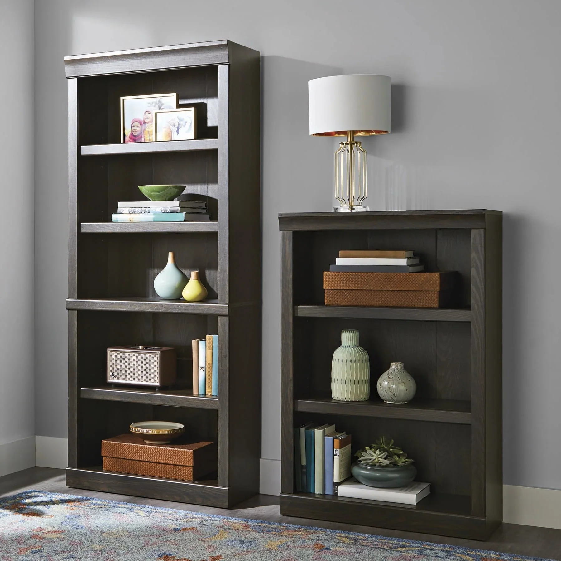 Better Homes & Gardens Glendale 5 Shelf Bookcase, Dark Oak Finish