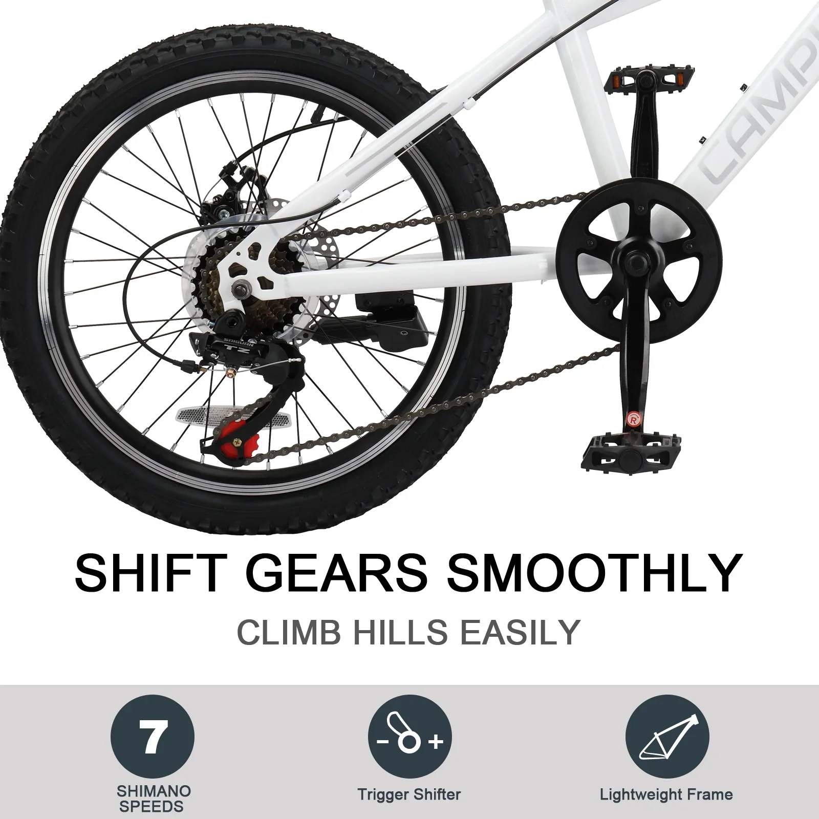 UBesGoo 20in 7 Speed Mountain Bike, Lightweight All Terrain Bicycle with Dual Disc Brakes, Suspension, Black Red