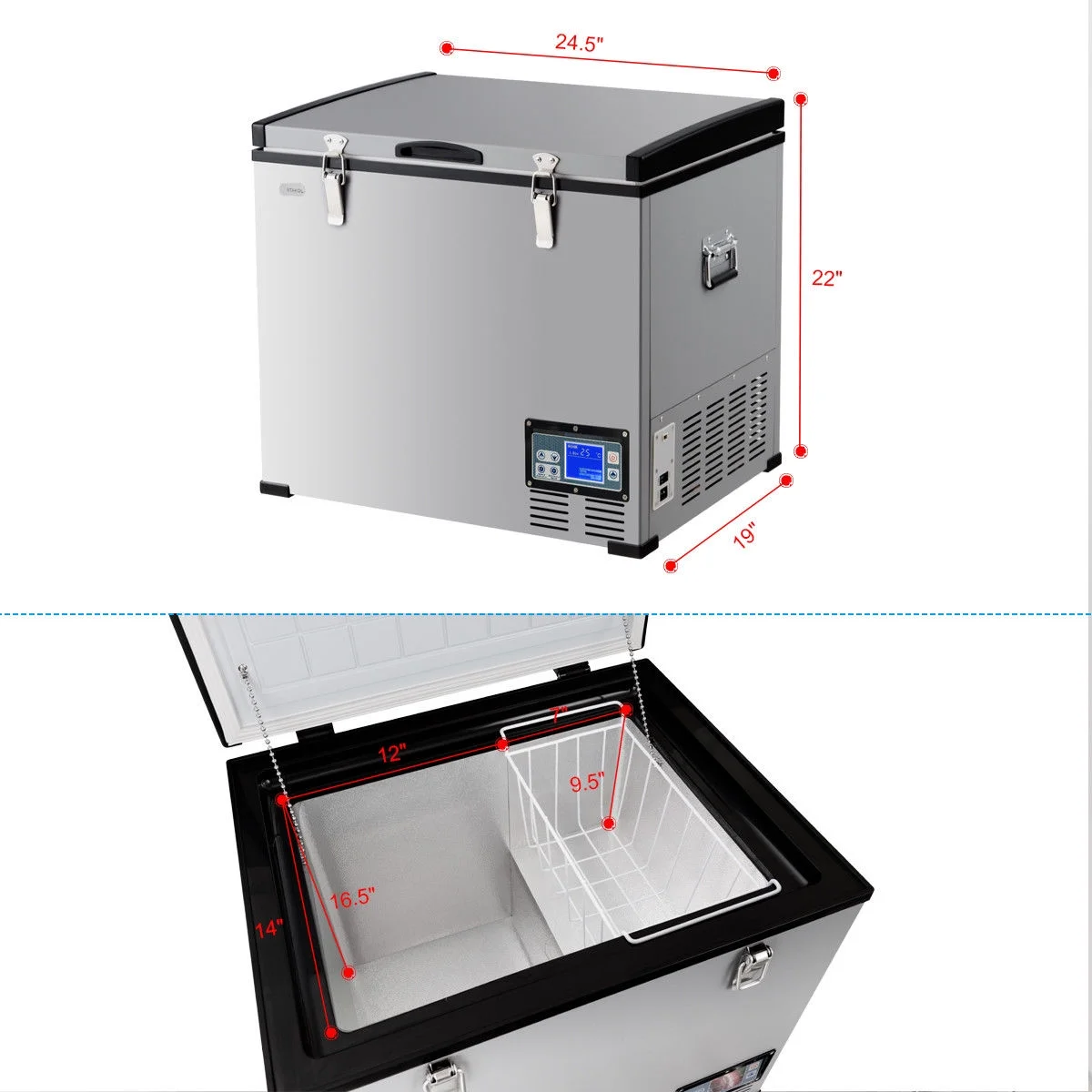 63-Quart Portable Electric Car Cooler Refrigerator / Freezer Compressor for RVs Camping - Image 3