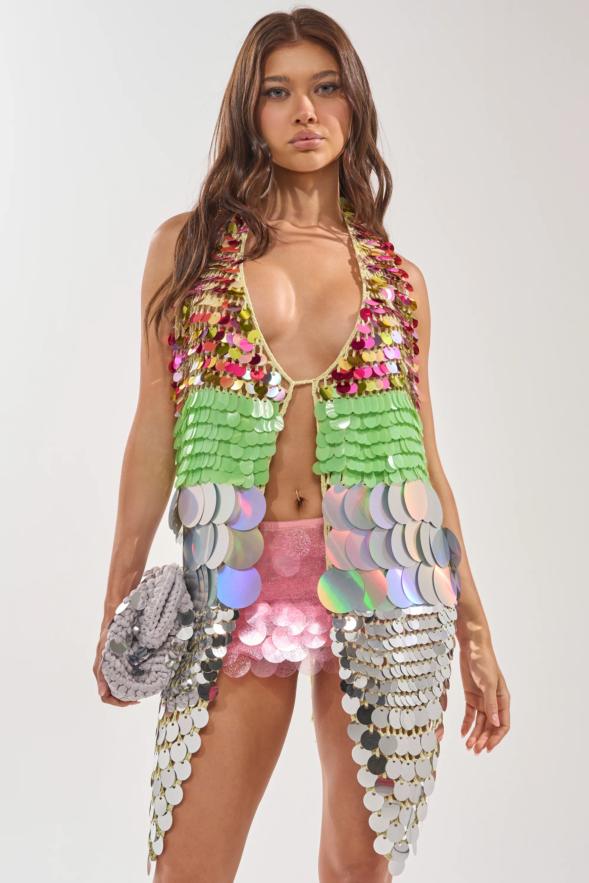 SHAKE IT GIRL CROCHET SEQUIN TOP - Akira Store