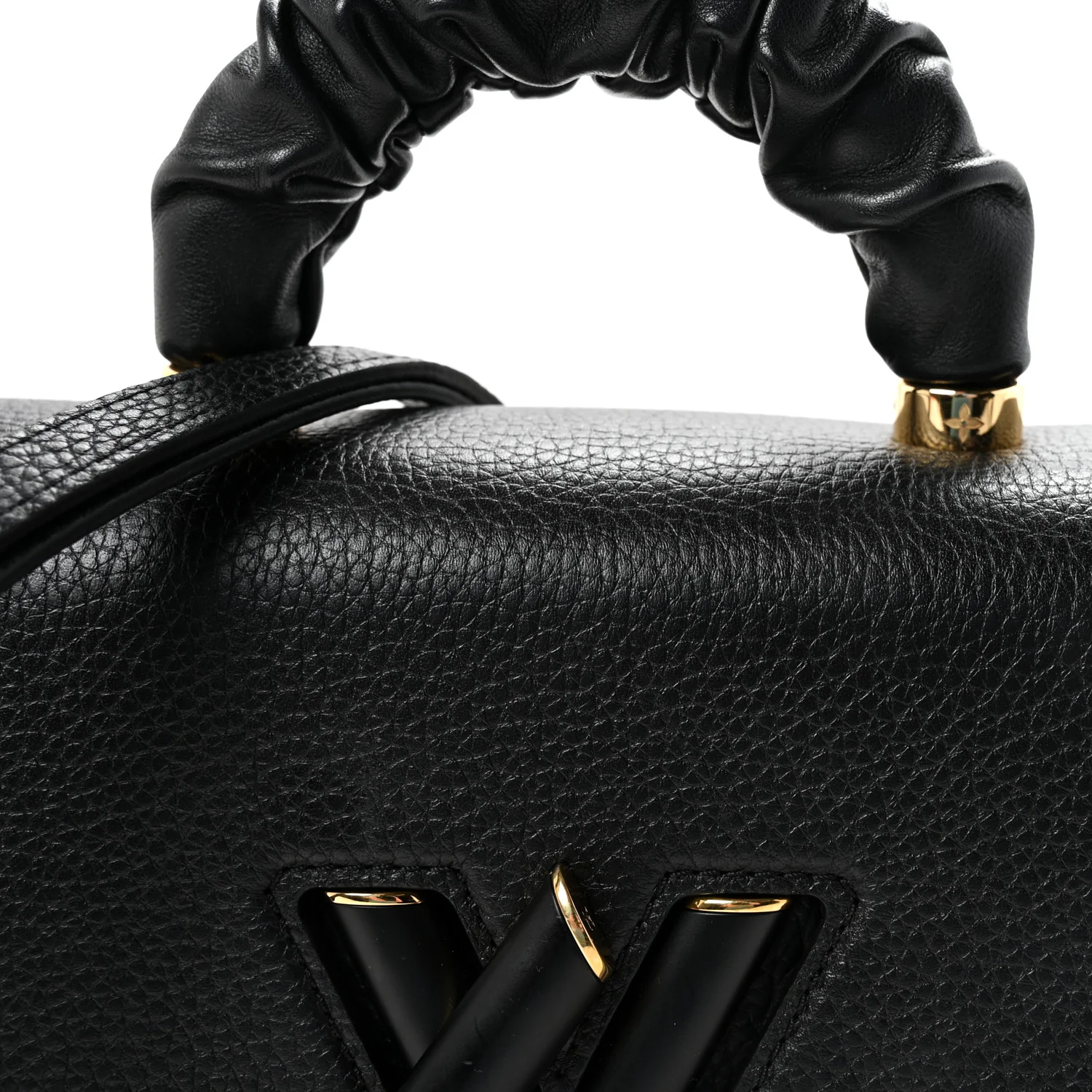 Taurillon Smooth Calfskin Scrunchie Twist One Handle MM Black